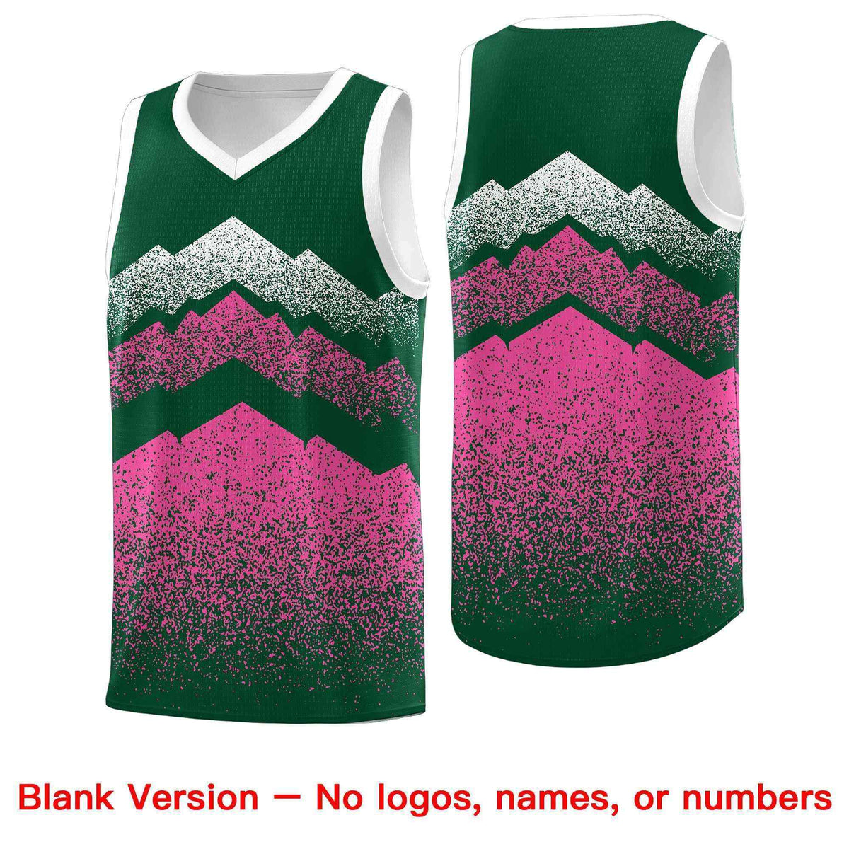 Custom Youth Basketball Jerseys Green Pink Gradient Mountain Design Uniforms