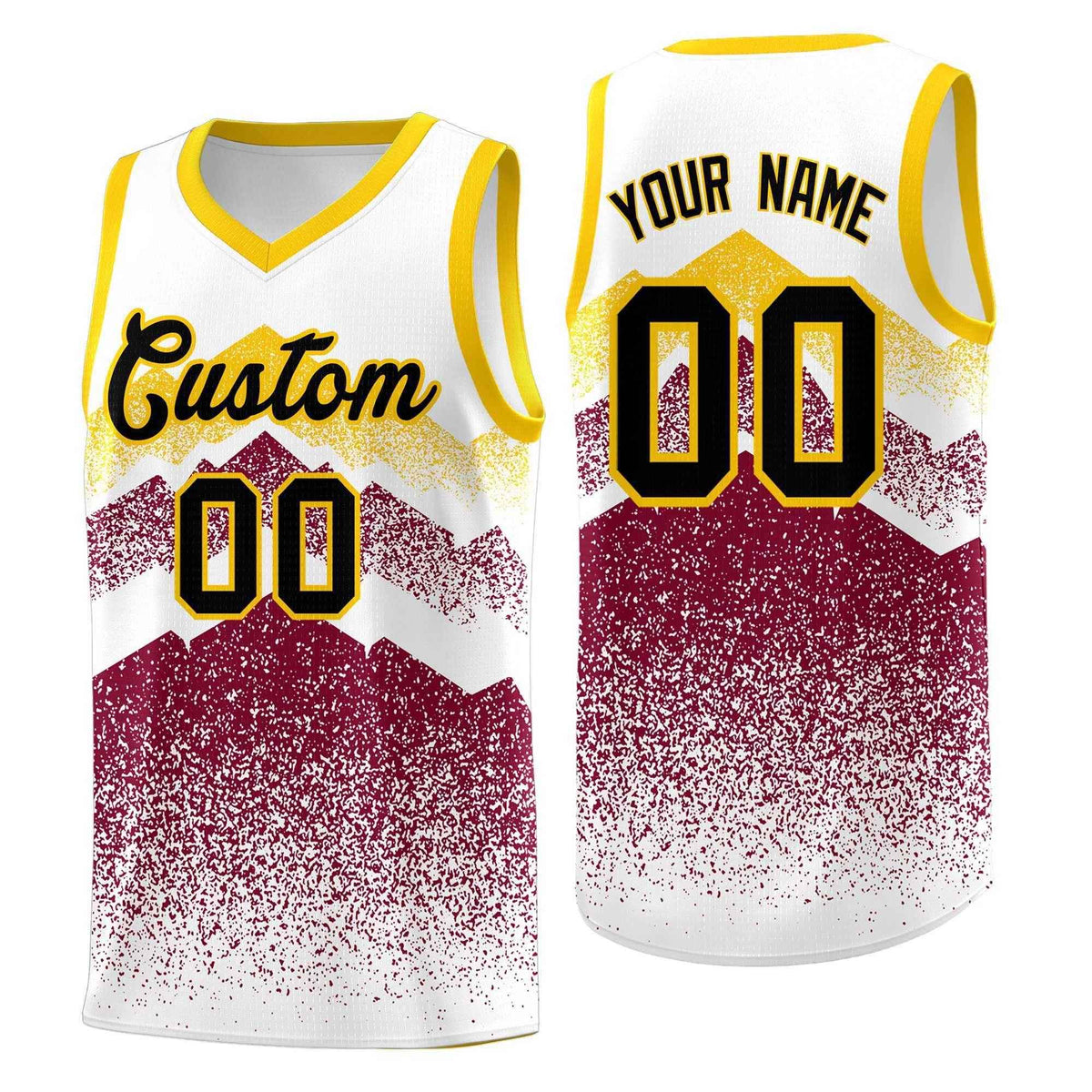 Personalized Youth Basketball Jerseys   White Crimson Gradient Mountain Design Uniforms