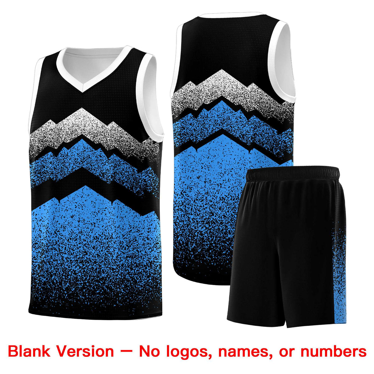 Personalized Youth Basketball Jerseys   Black Powder Blue Gradient Mountain Design Uniforms