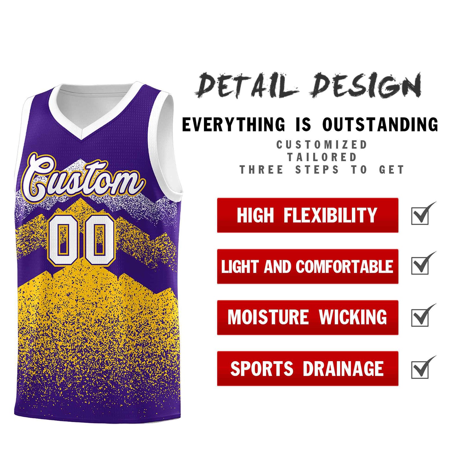 Personalized Youth Basketball Jerseys   Purple Gold Gradient Mountain Design Uniforms