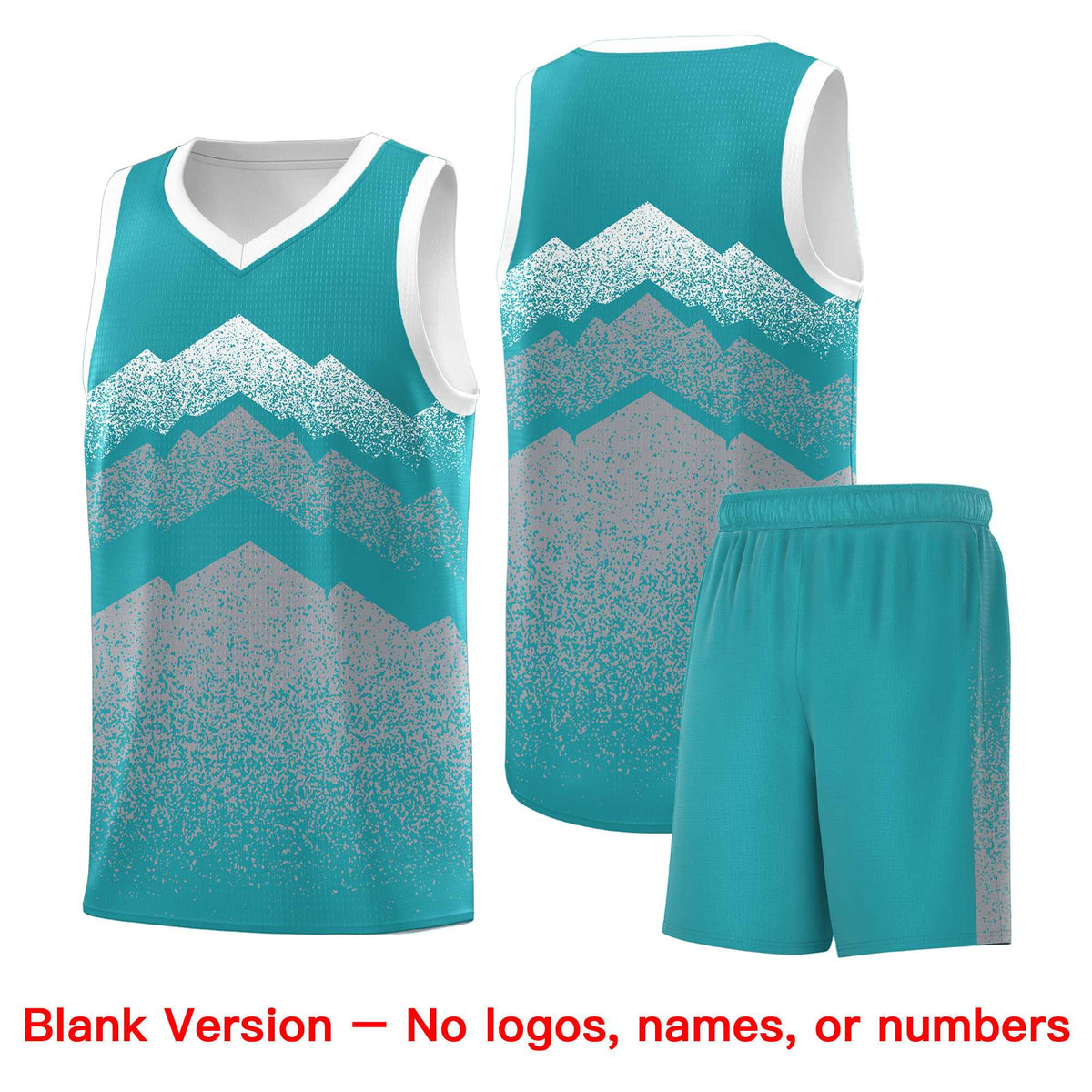 Custom Youth Basketball Jerseys Teal Silver Gradient Mountain Design Uniforms