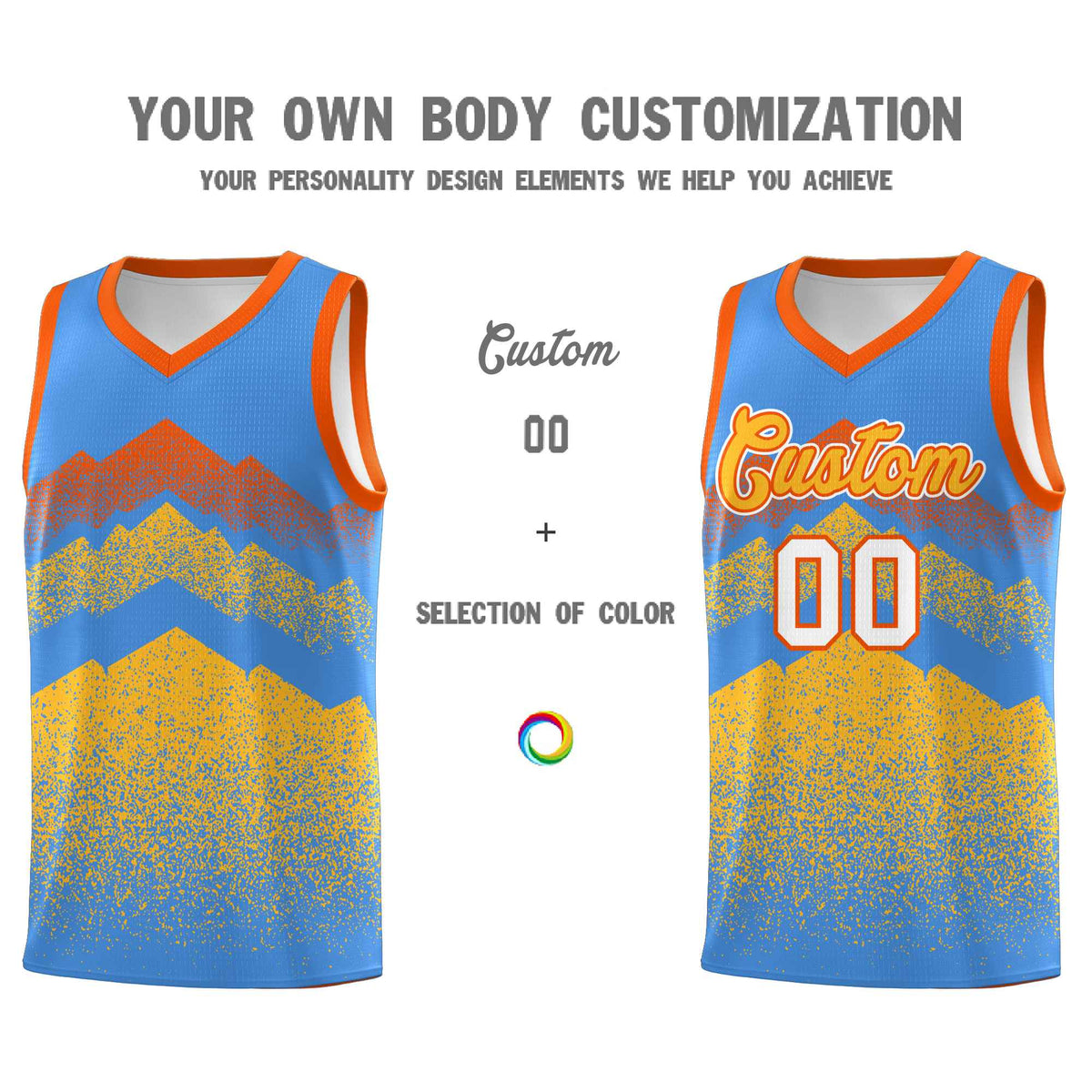 Personalized Youth Basketball Jerseys   Powder Blue Khaki Gradient Mountain Design Uniforms