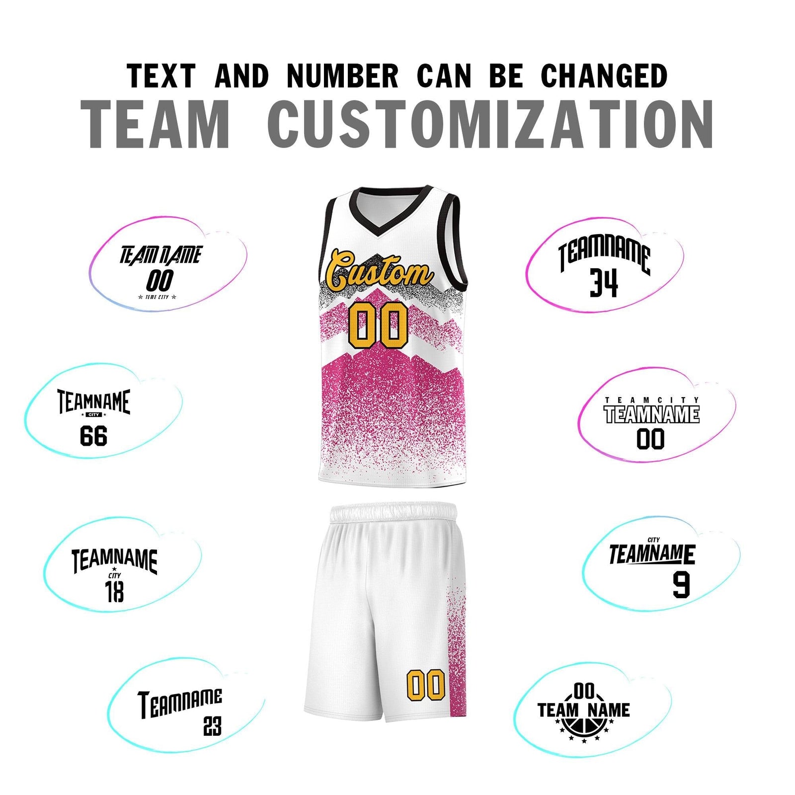 Personalized Youth Basketball Jerseys   White Rose Red Gradient Mountain Design Uniforms