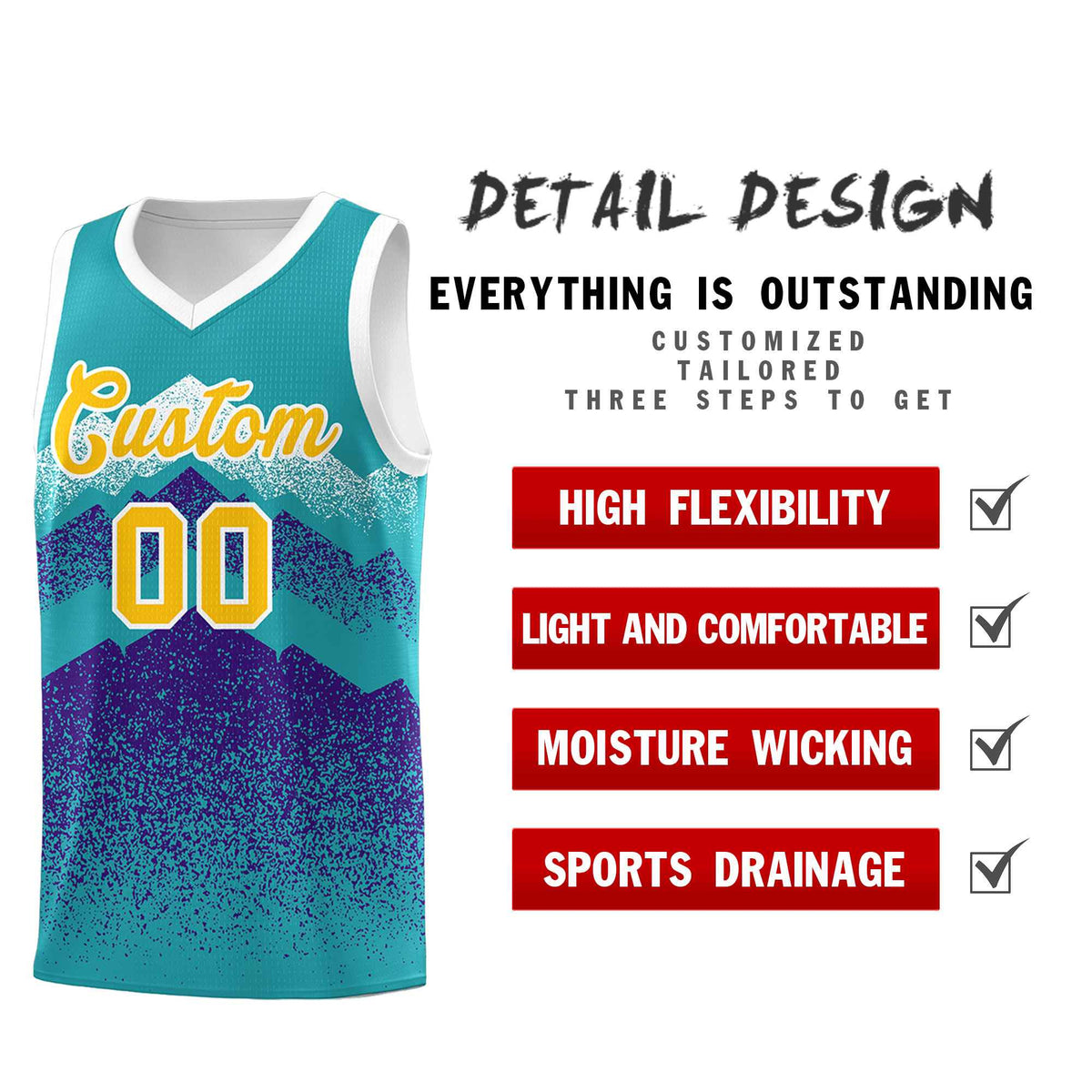 Personalized Youth Basketball Jerseys   Aqua Purple Gradient Mountain Design Uniforms