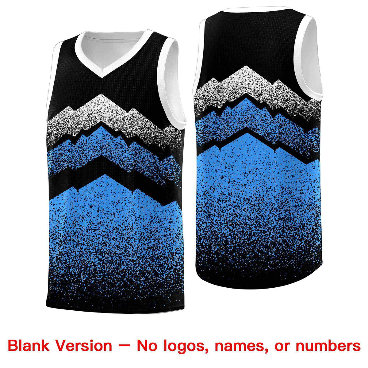 Personalized Youth Basketball Jerseys   Black Powder Blue Gradient Mountain Design Uniforms