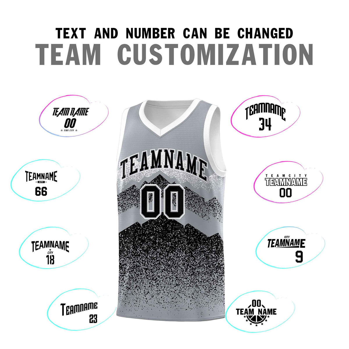 Personalized Youth Basketball Jerseys   Gray Black Gradient Mountain Design Uniforms