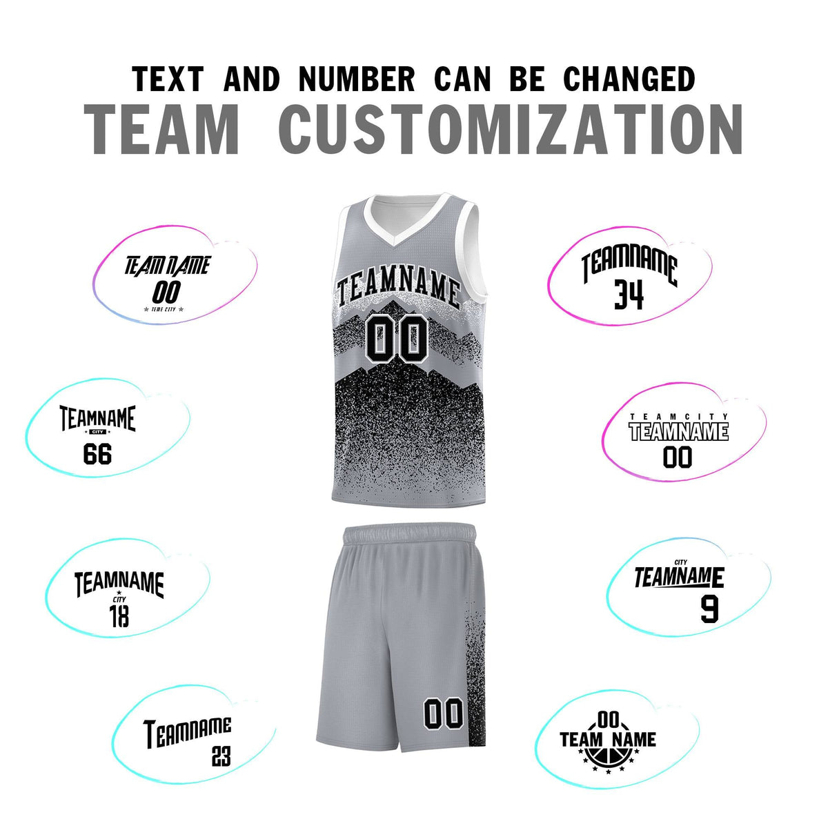Personalized Youth Basketball Jerseys   Gray Black Gradient Mountain Design Uniforms