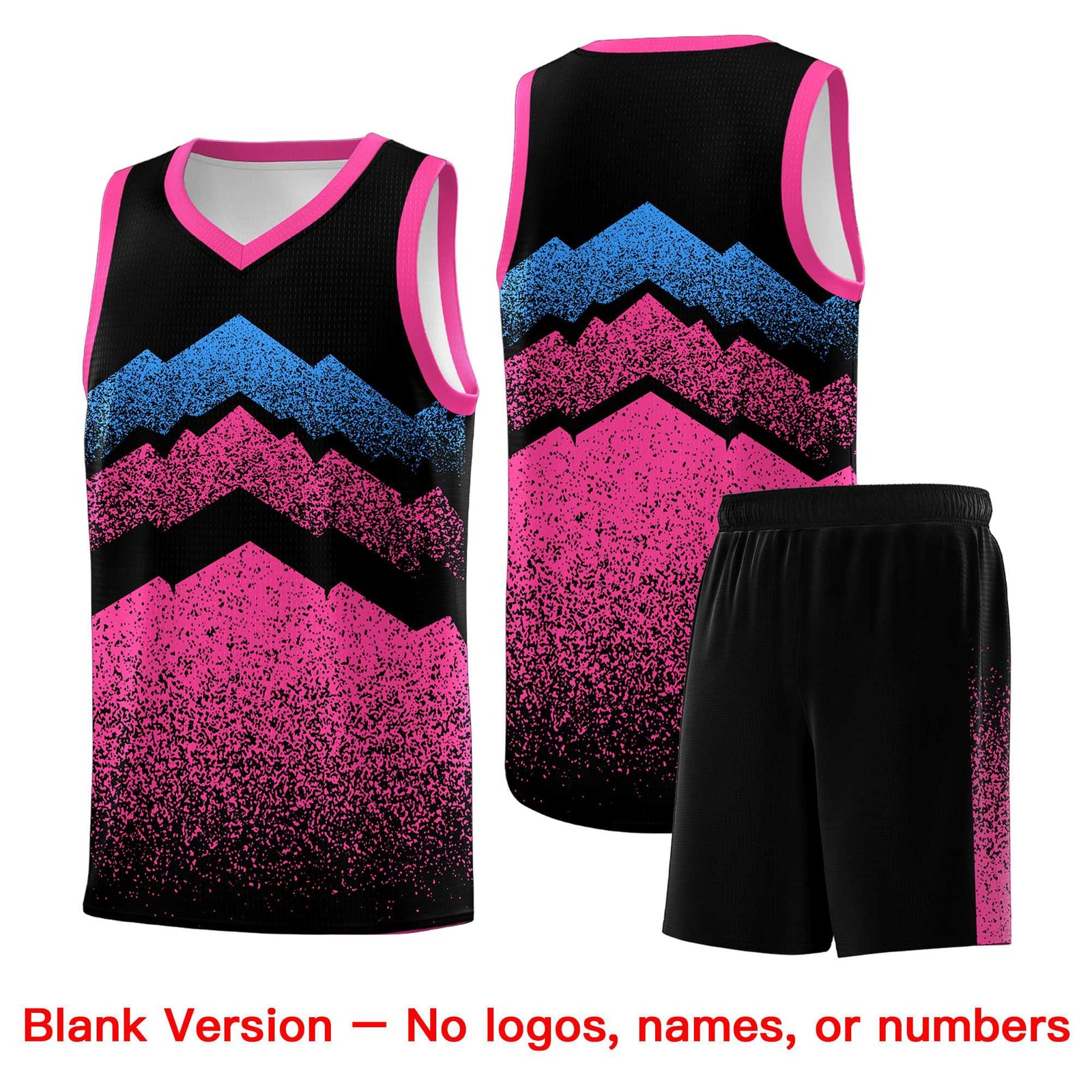 Personalized Youth Basketball Jerseys   Black Pink Gradient Mountain Design Uniforms