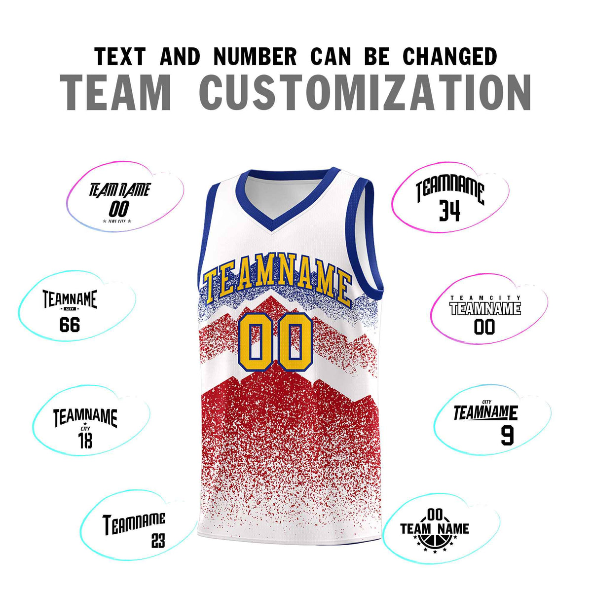 Custom Youth Basketball Jerseys White Red Gradient Mountain Design Uniforms