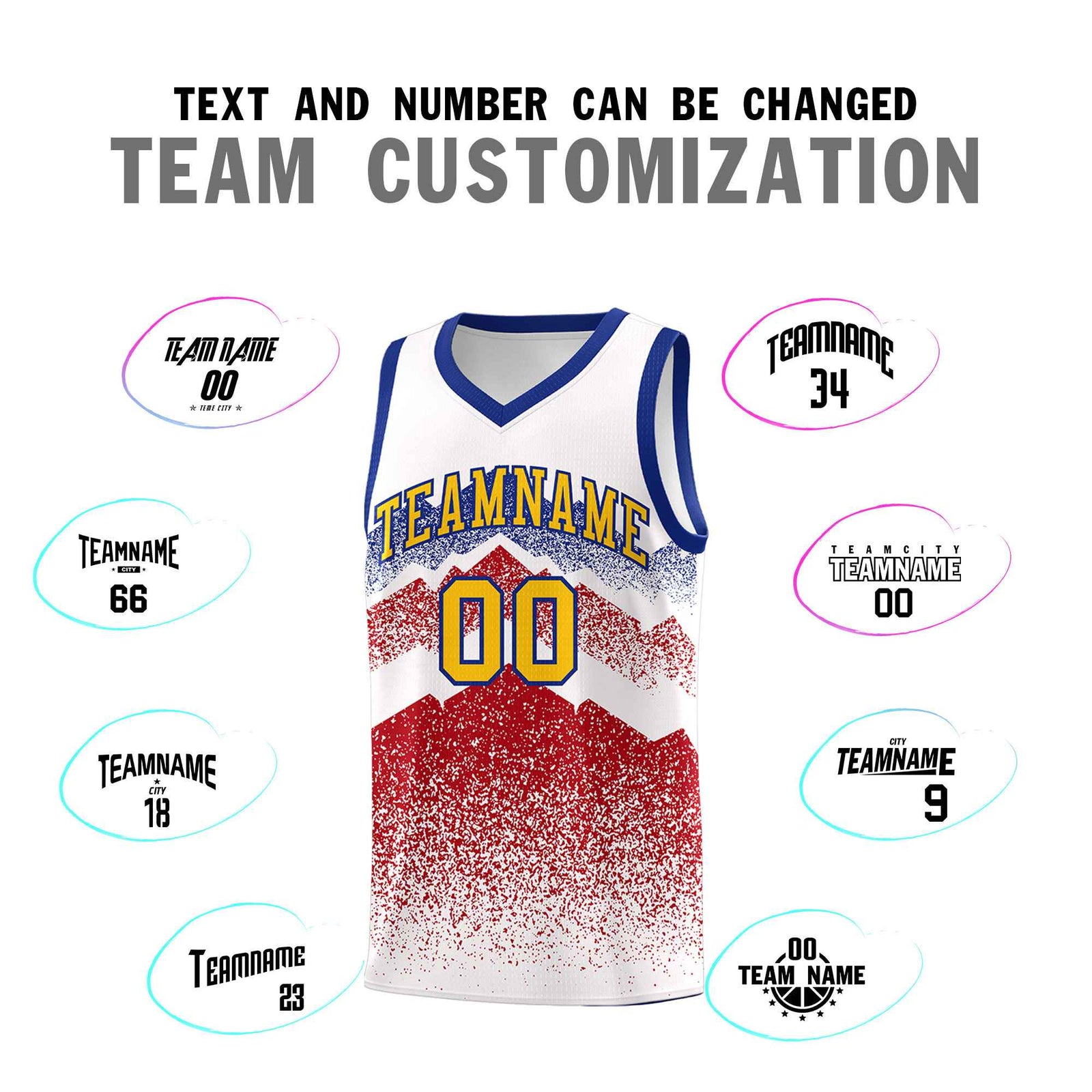 Custom Youth Basketball Jerseys White Red Gradient Mountain Design Uniforms