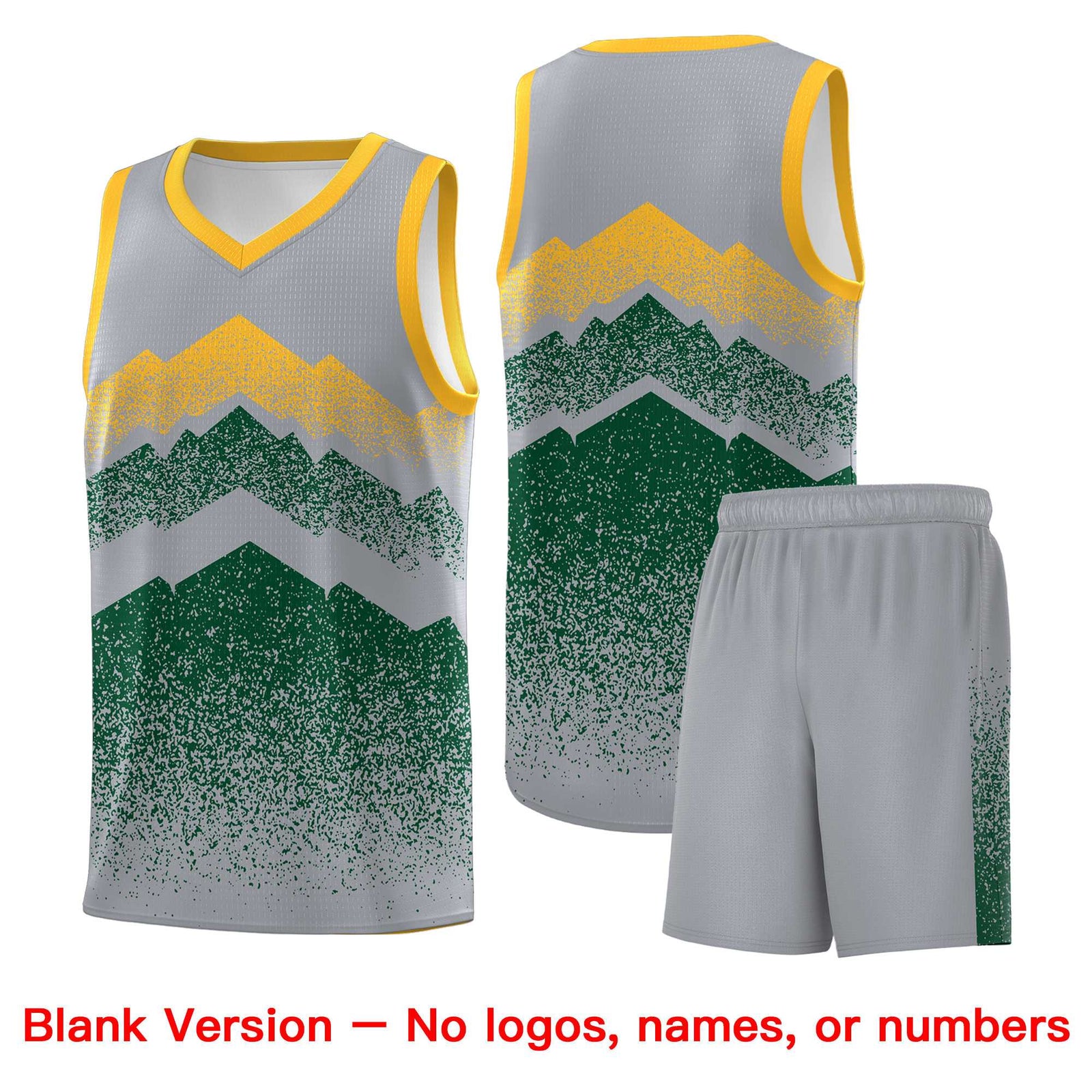 Personalized Youth Basketball Jerseys   Gray Green Gradient Mountain Design Uniforms