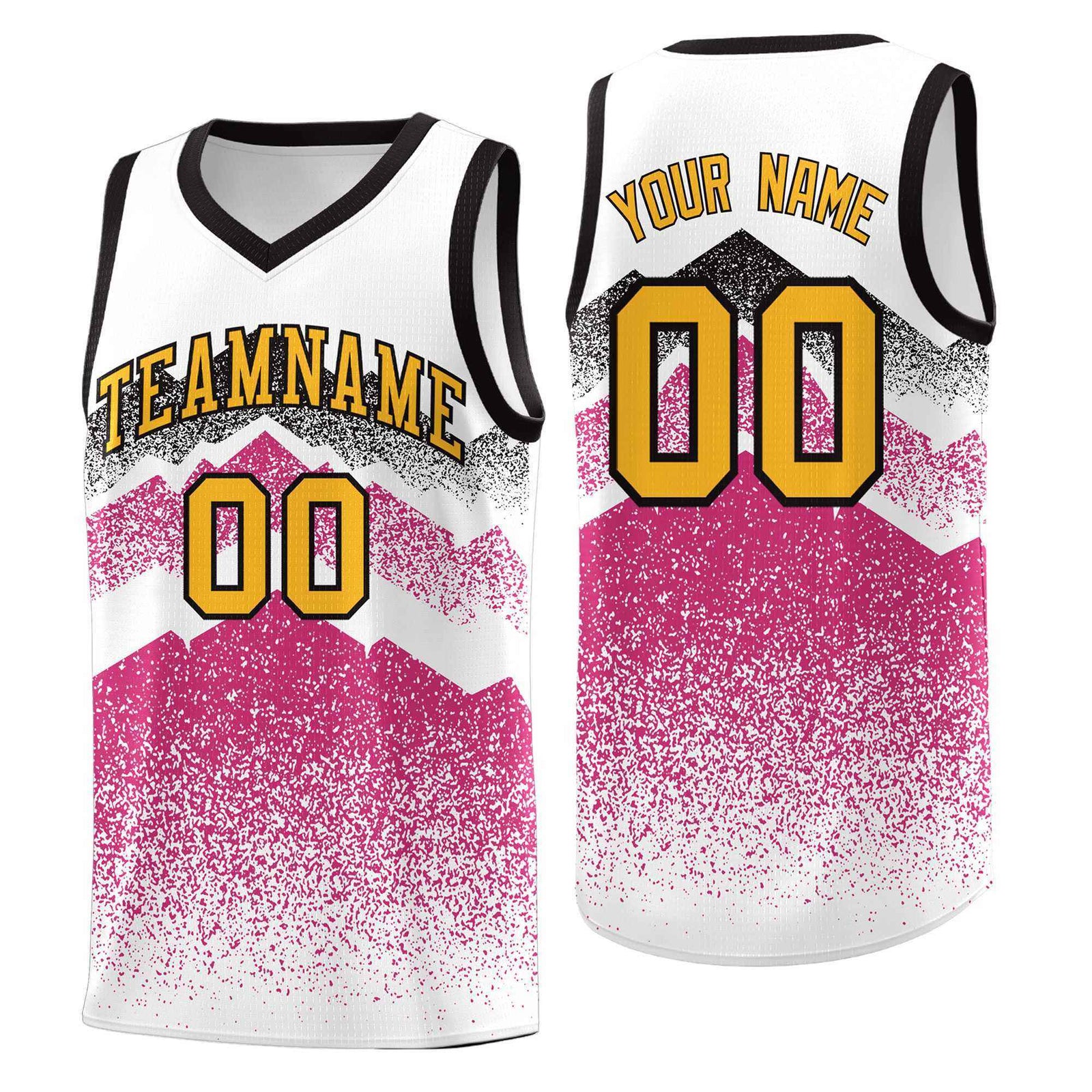 Personalized Youth Basketball Jerseys   White Rose Red Gradient Mountain Design Uniforms