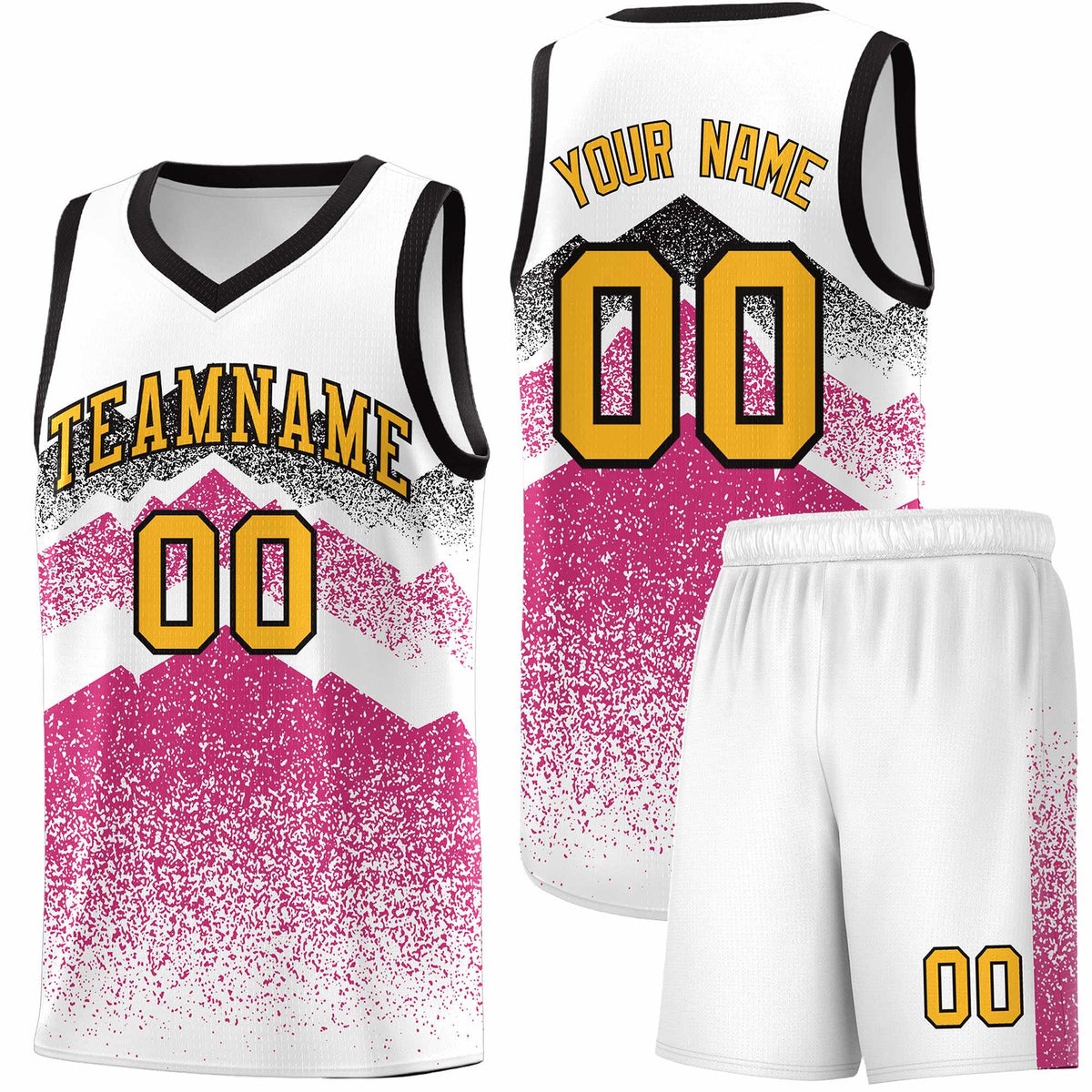 Personalized Youth Basketball Jerseys   White Rose Red Gradient Mountain Design Uniforms