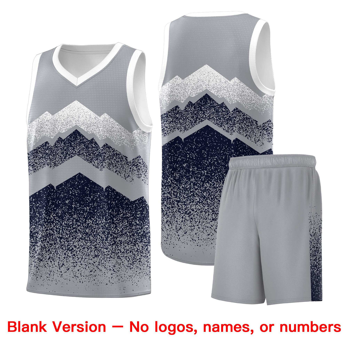 Custom Youth Basketball Jerseys Gray Navy Gradient Mountain Design Uniforms