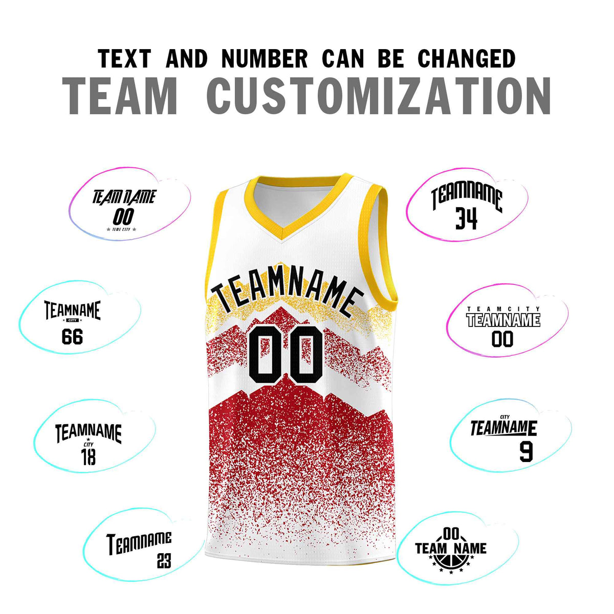 Custom Youth Basketball Jerseys White Red Gradient Mountain Design Uniforms