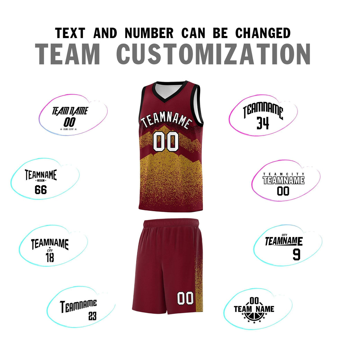 Personalized Youth Basketball Jerseys   Crimson Old Gold Gradient Mountain Design Uniforms