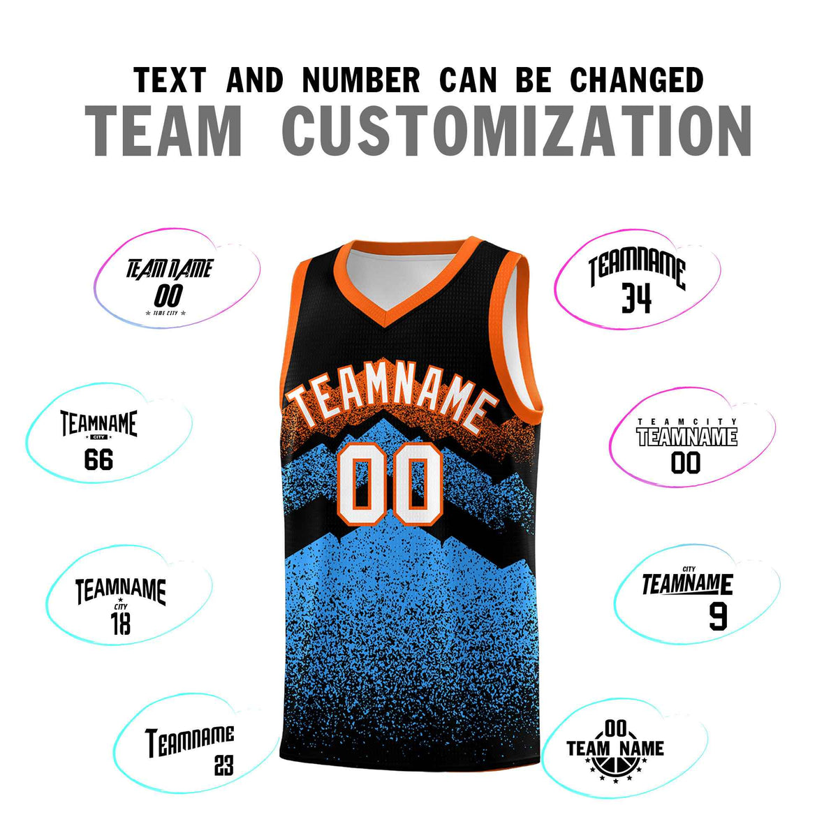 Personalized Youth Basketball Jerseys   Black Powder Blue Gradient Mountain Design Uniforms