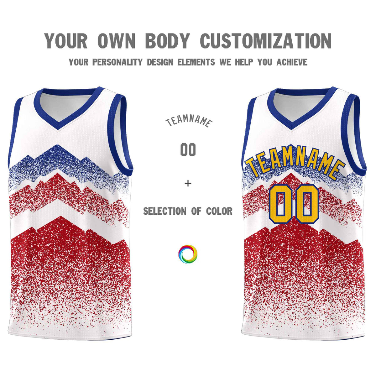 Custom Youth Basketball Jerseys White Red Gradient Mountain Design Uniforms