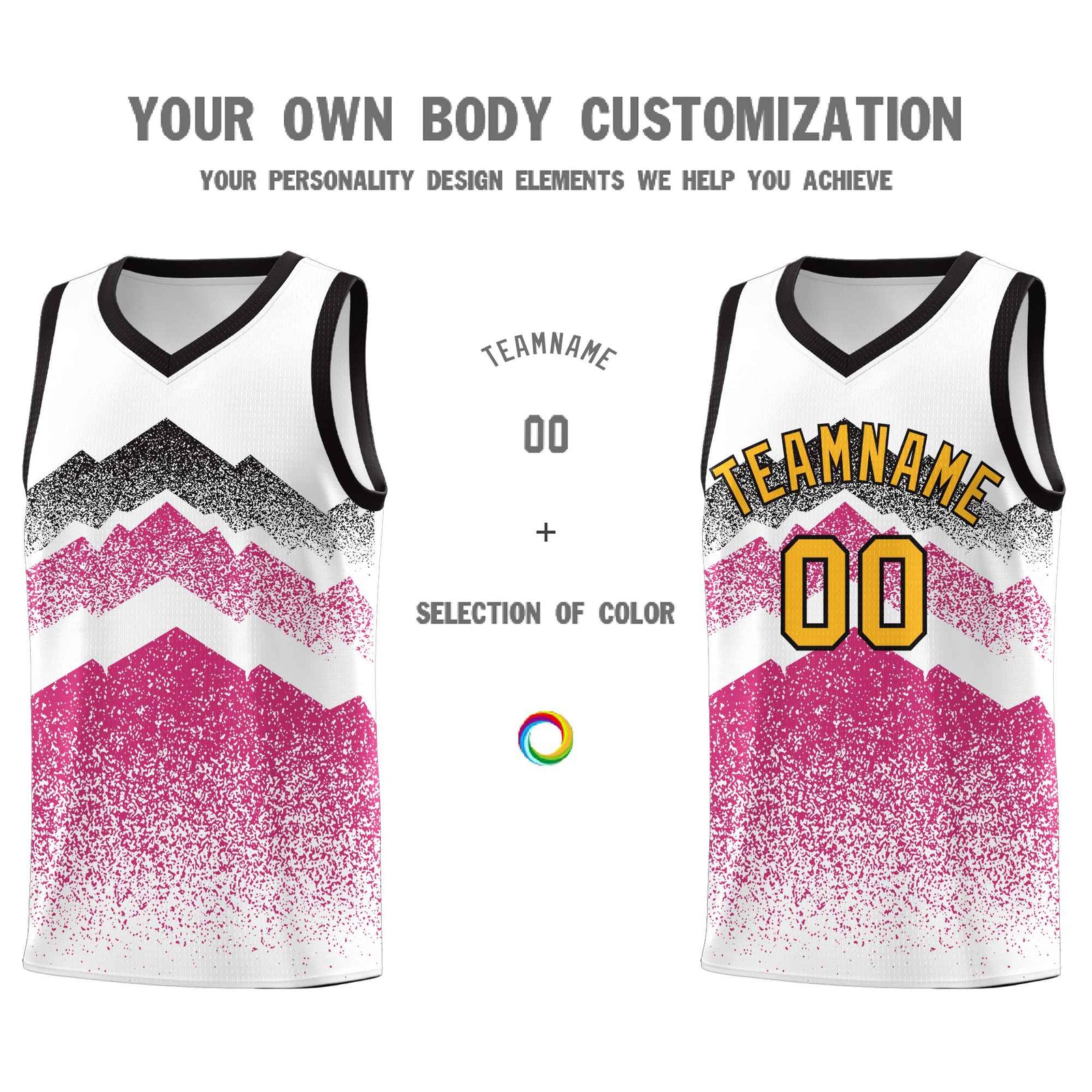 Personalized Youth Basketball Jerseys   White Rose Red Gradient Mountain Design Uniforms