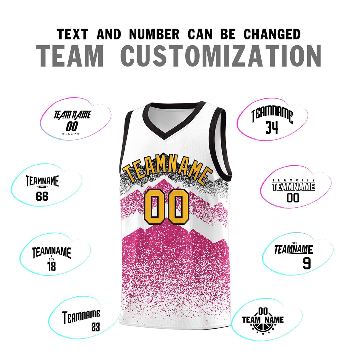Personalized Youth Basketball Jerseys   White Rose Red Gradient Mountain Design Uniforms