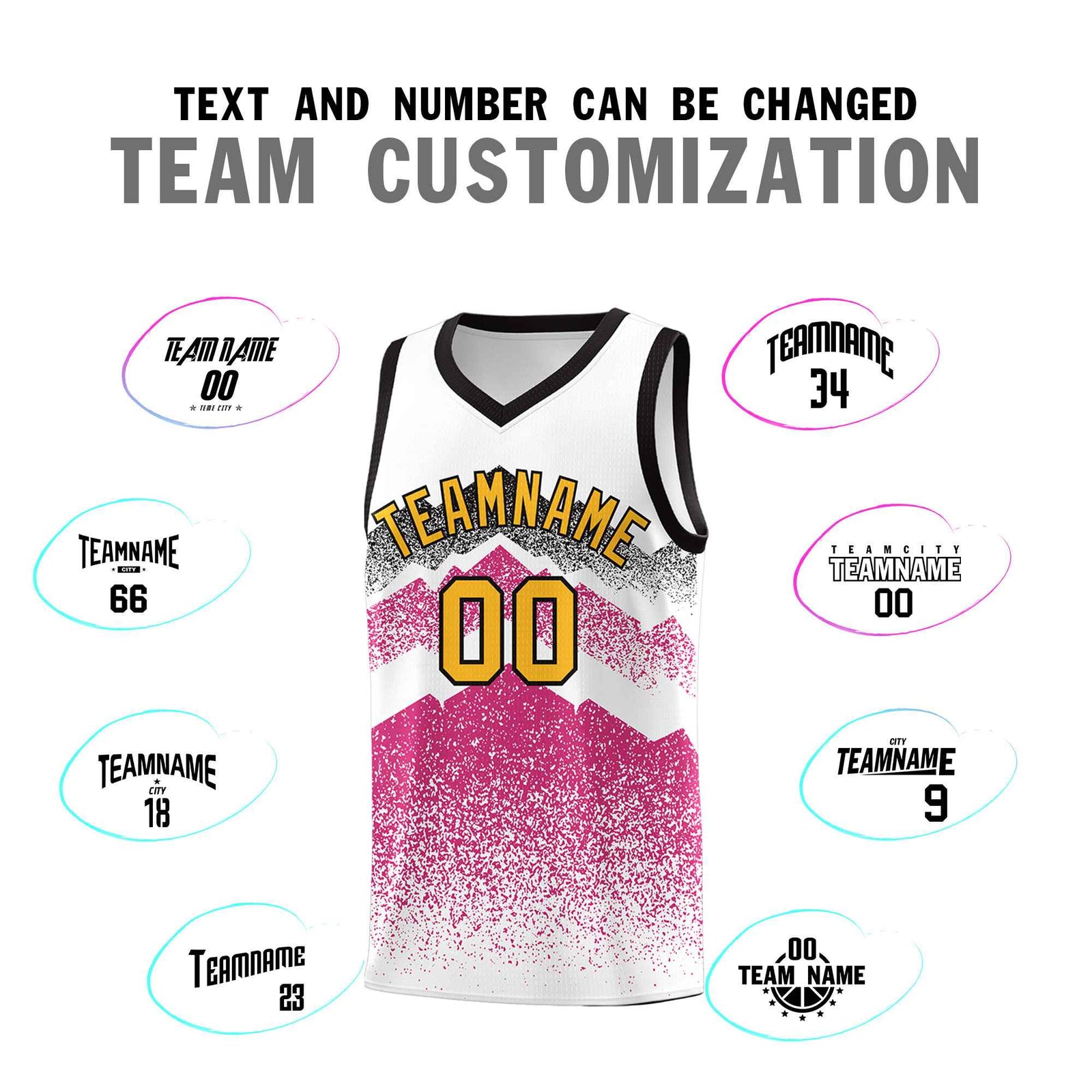 Personalized Youth Basketball Jerseys   White Rose Red Gradient Mountain Design Uniforms