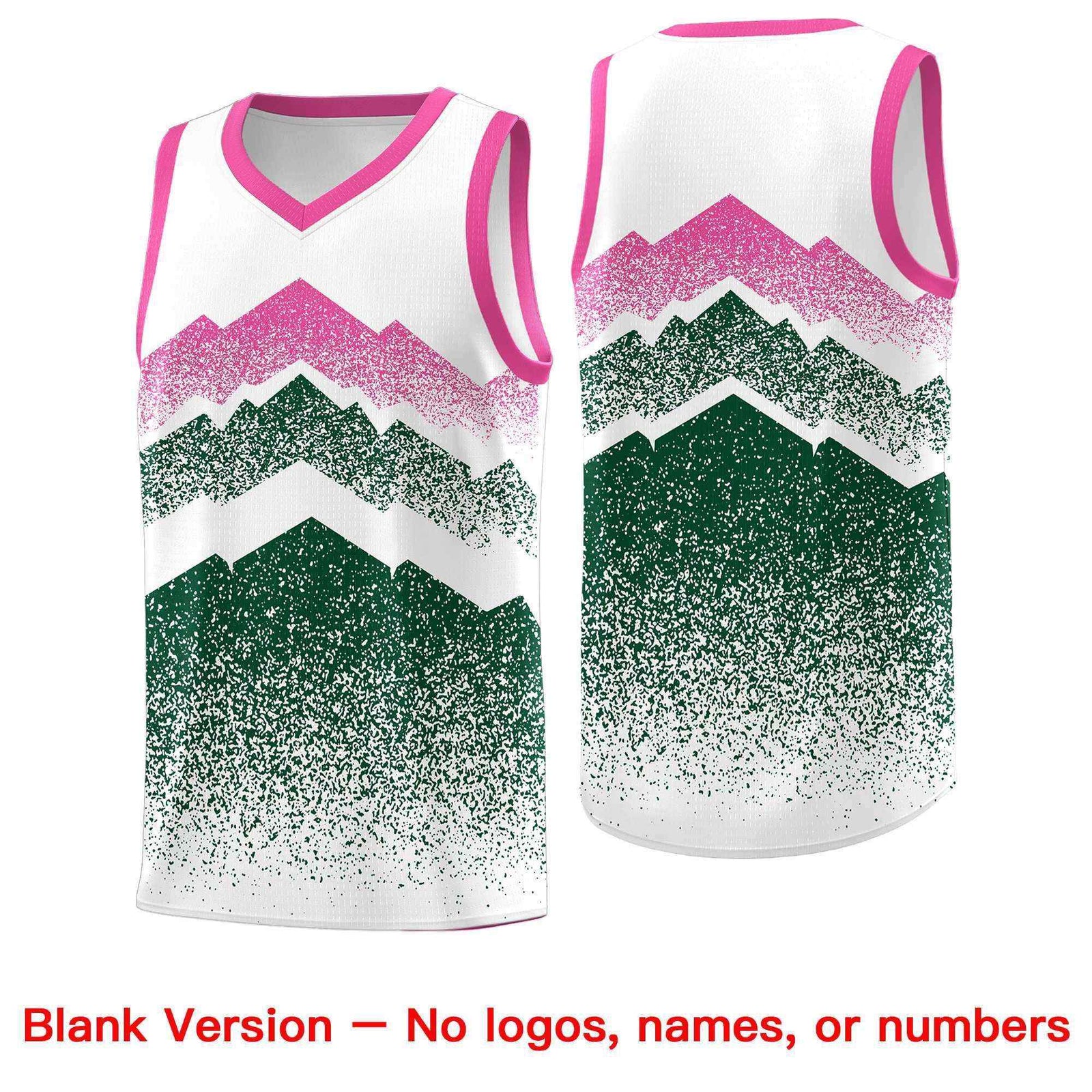 Custom Youth Basketball Jerseys White Green Gradient Mountain Design Uniforms