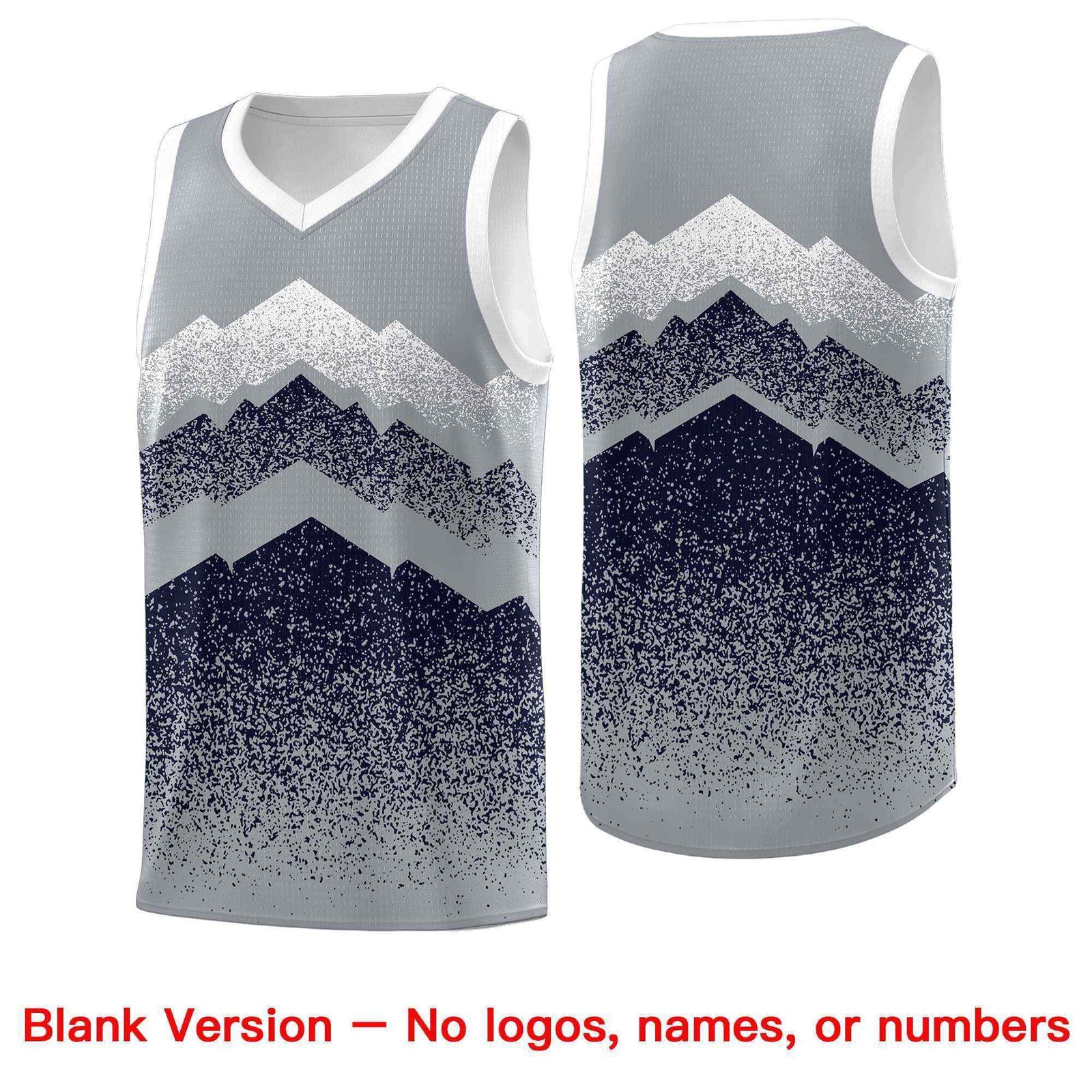 Custom Youth Basketball Jerseys Gray Navy Gradient Mountain Design Uniforms