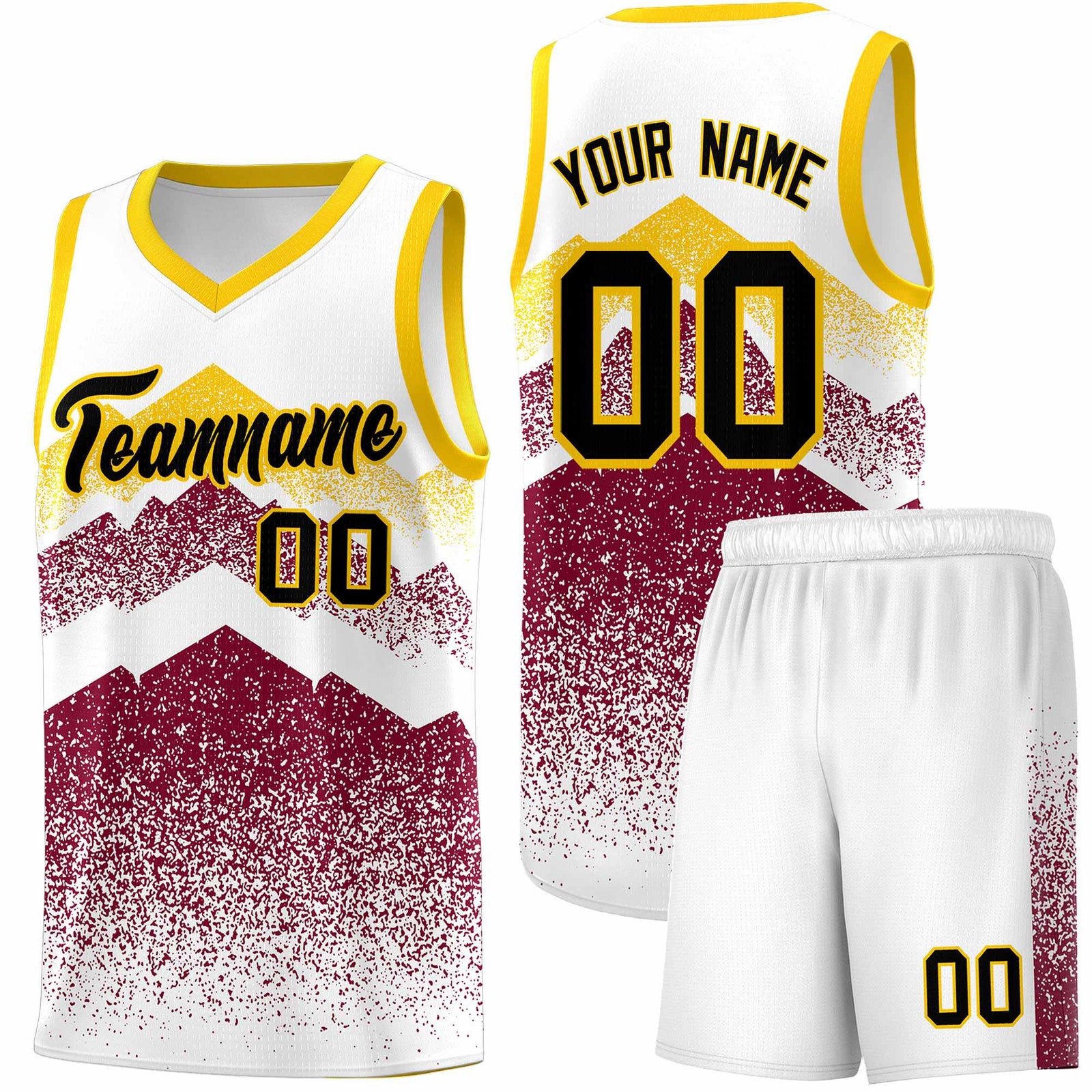 Personalized Youth Basketball Jerseys   White Crimson Gradient Mountain Design Uniforms