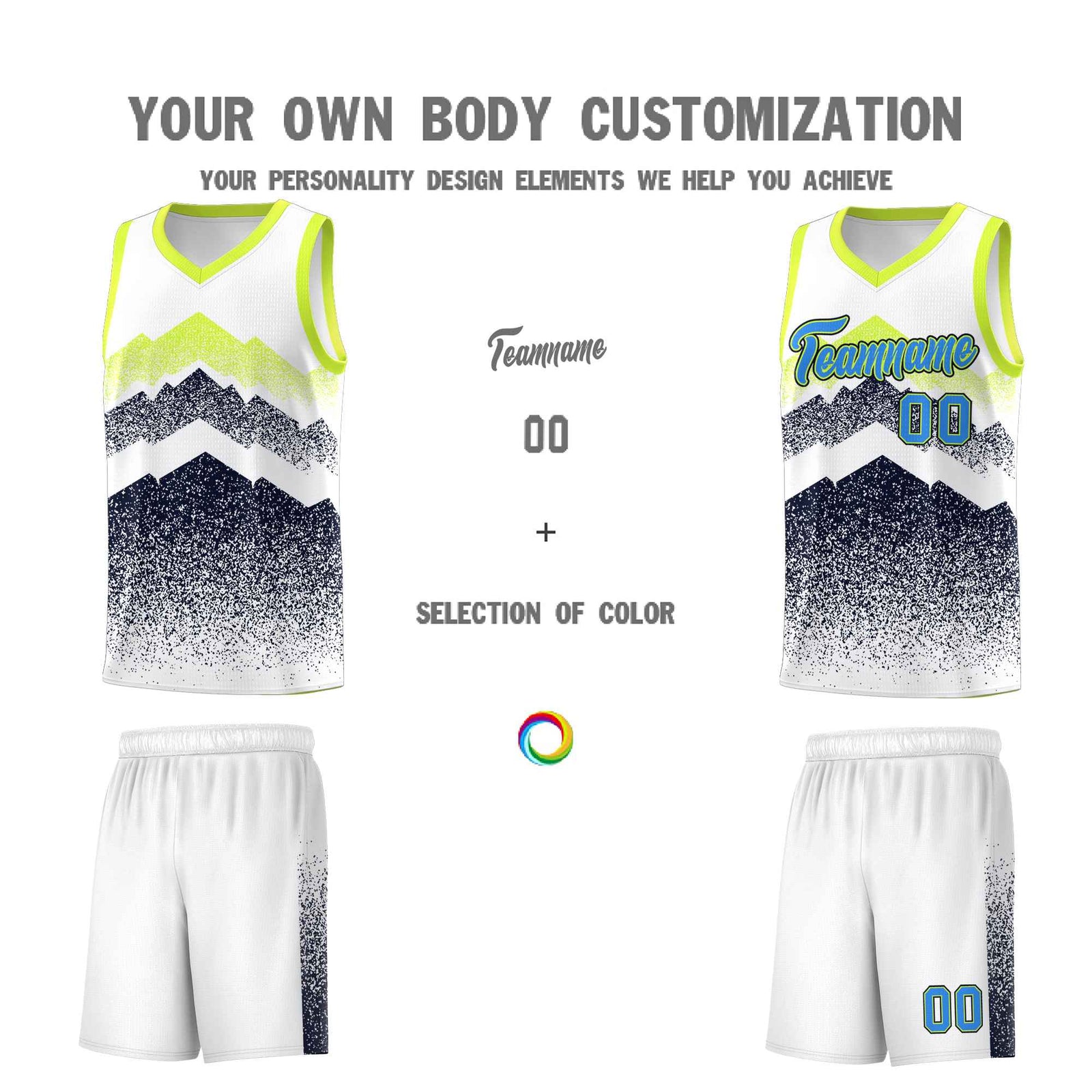 Personalized Youth Basketball Jerseys   White Navy Gradient Mountain Design Uniforms