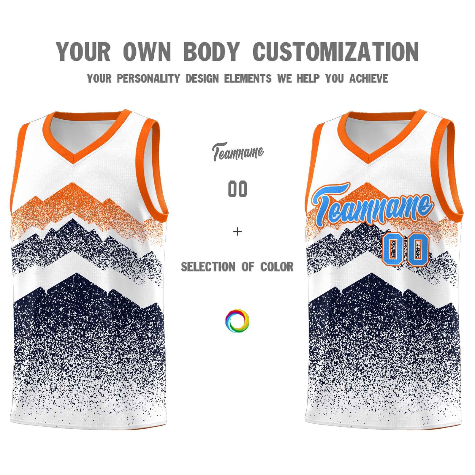 Personalized Youth Basketball Jerseys   White Navy Gradient Mountain Design Uniforms