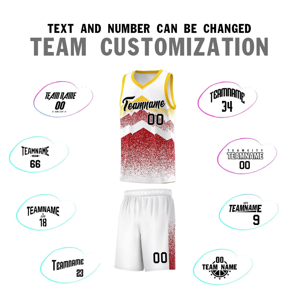 Custom Youth Basketball Jerseys White Red Gradient Mountain Design Uniforms
