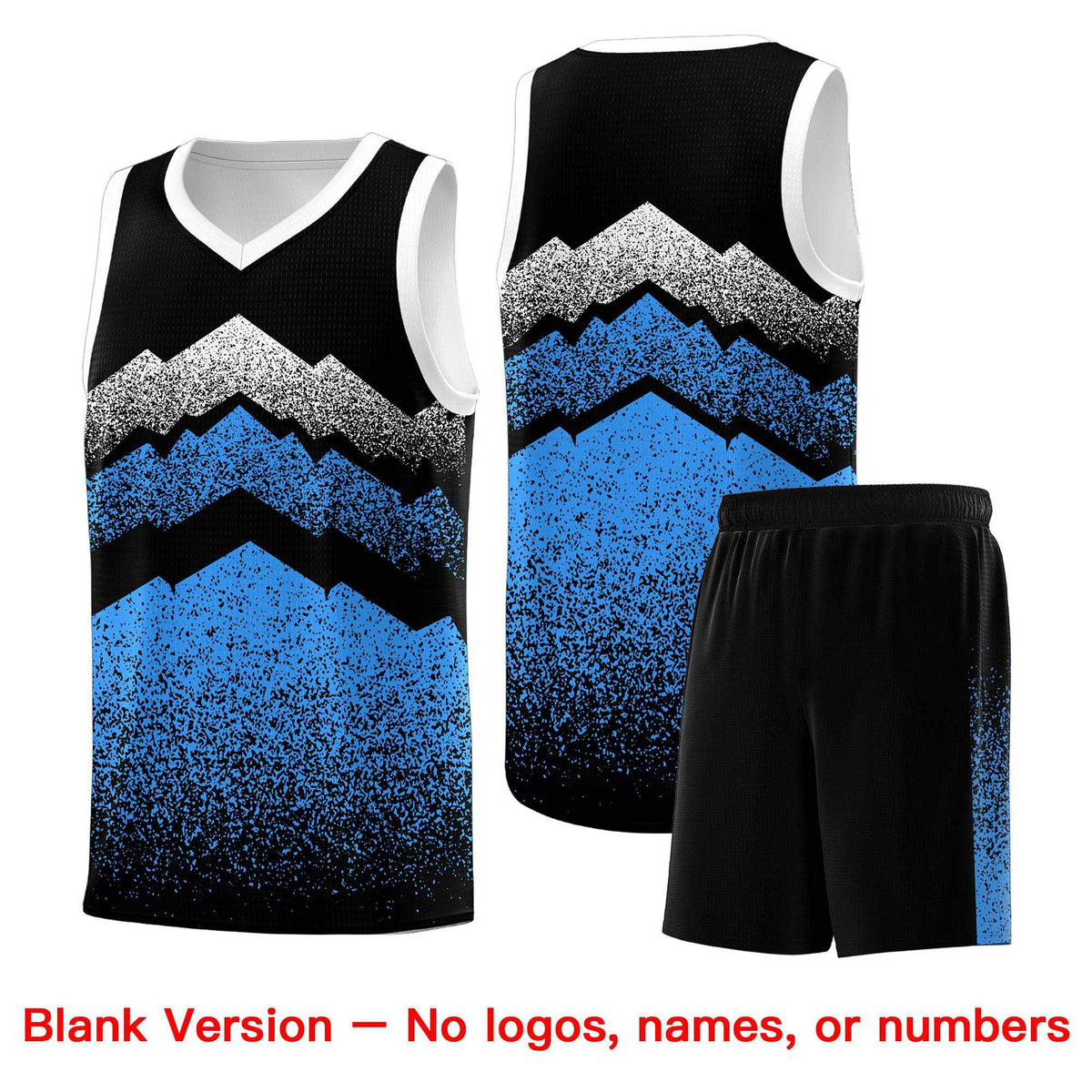 Personalized Youth Basketball Jerseys   Black Powder Blue Gradient Mountain Design Uniforms