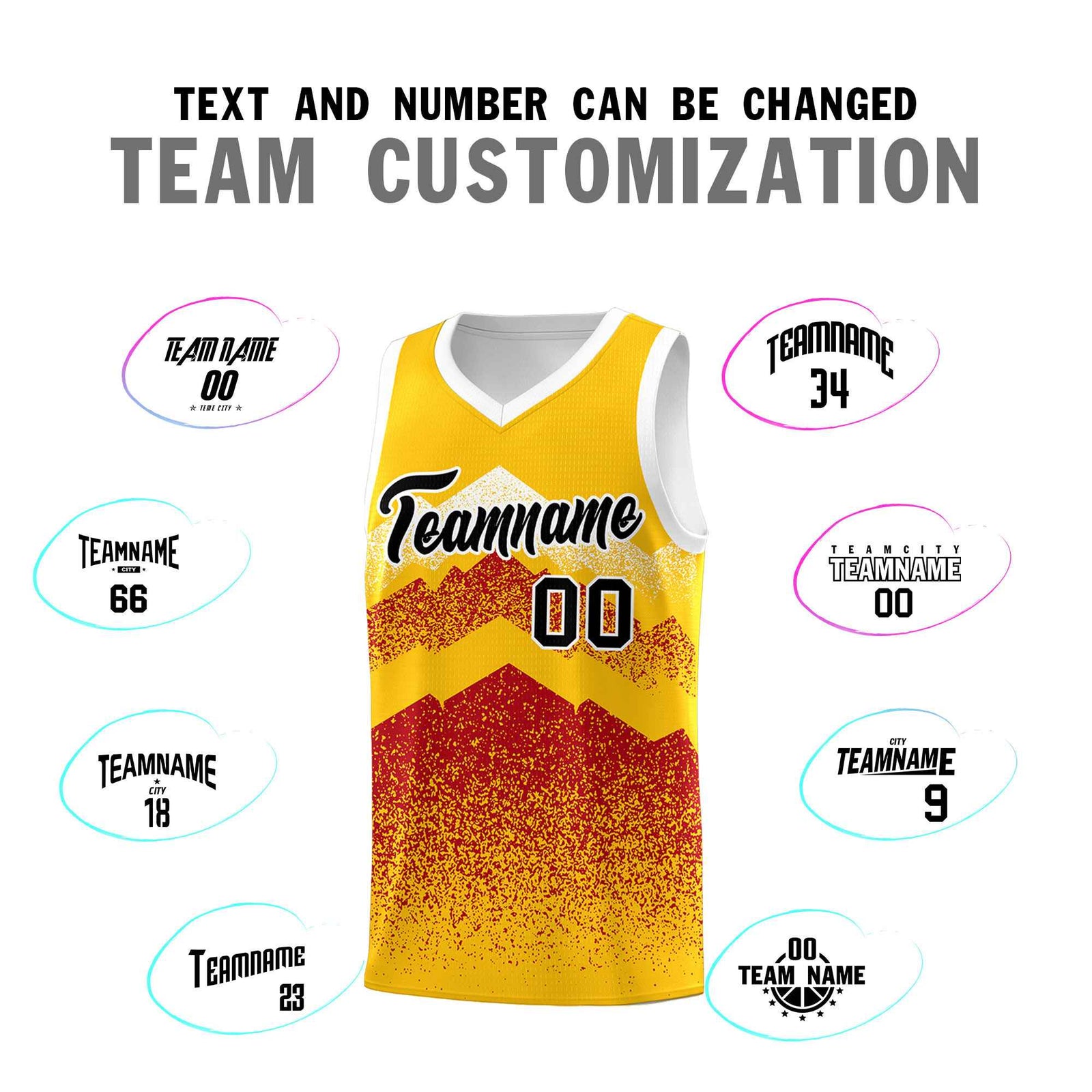 Personalized Youth Basketball Jerseys   Gold Red Gradient Mountain Design Uniforms
