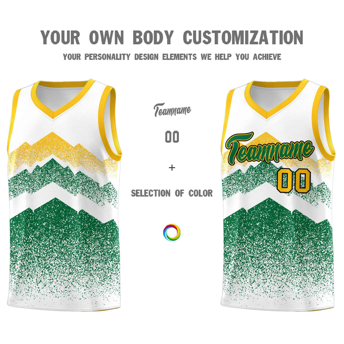 Personalized Youth Basketball Jerseys   White Kelly Green Gradient Mountain Design Uniforms