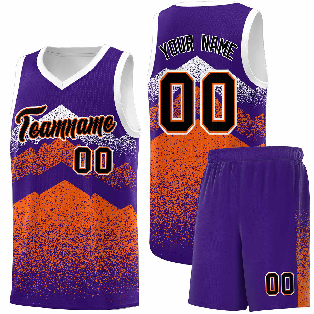 Custom Youth Basketball Jerseys Purple Orange Gradient Mountain Design Uniforms