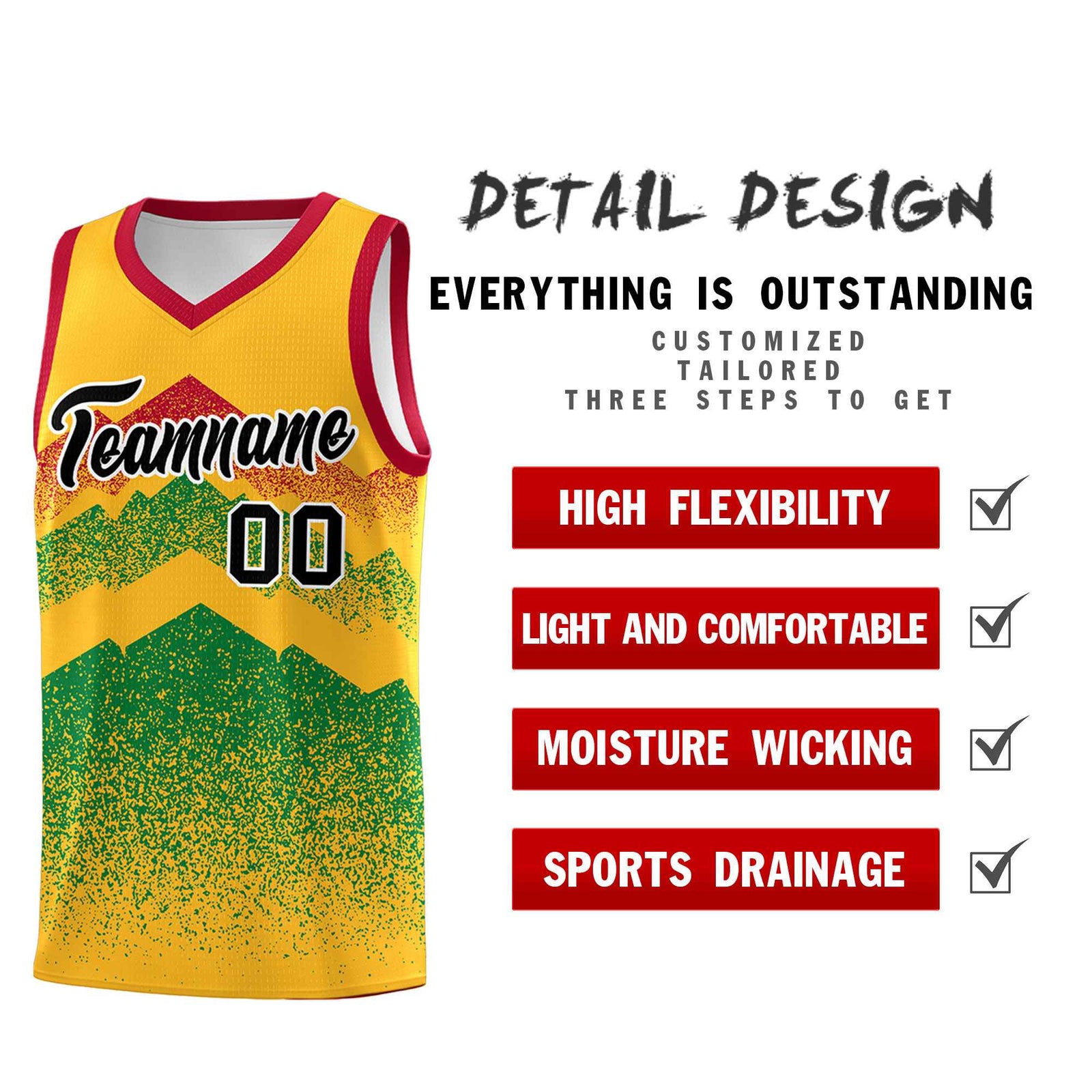 Personalized Youth Basketball Jerseys   Gold Kelly Green Gradient Mountain Design Uniforms
