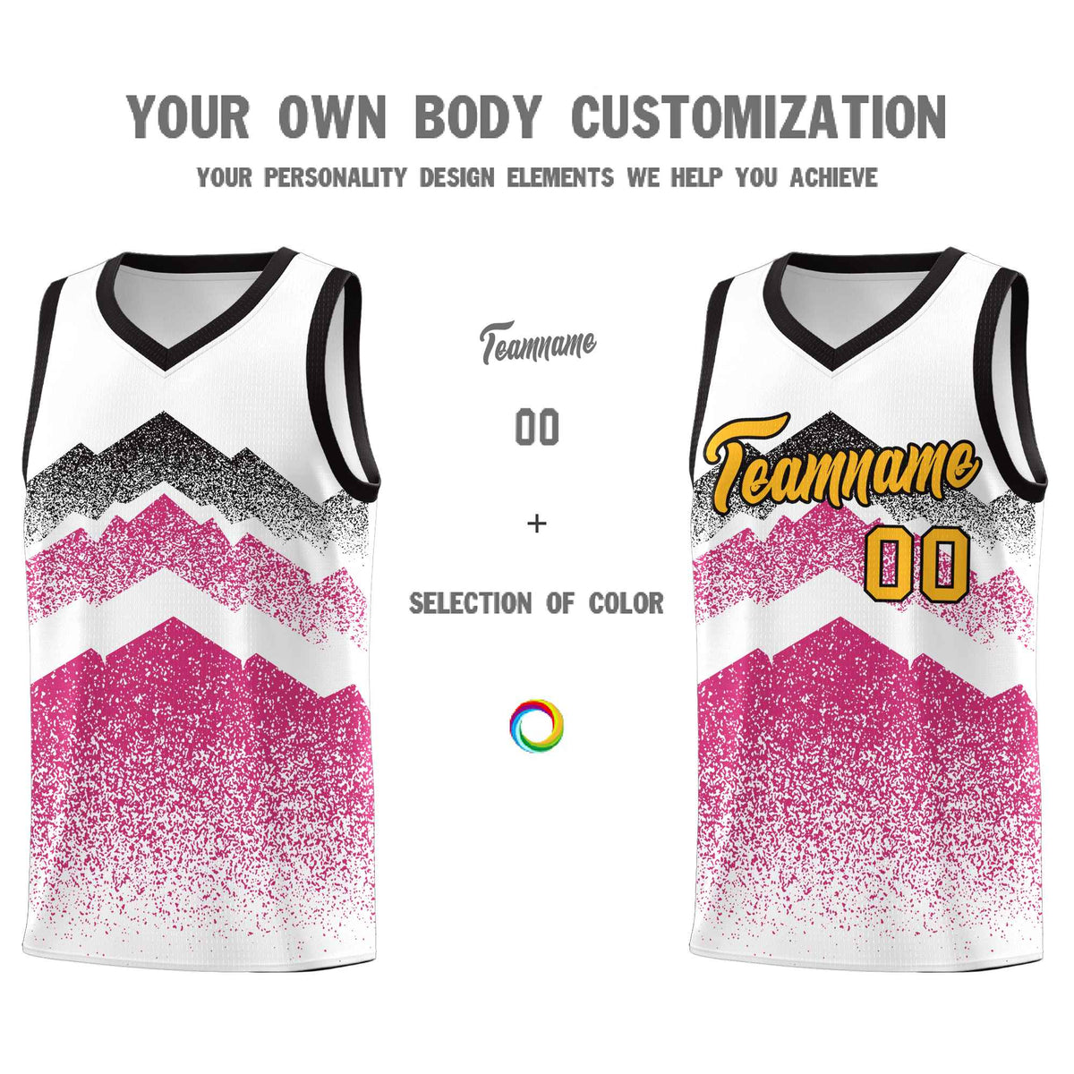 Personalized Youth Basketball Jerseys   White Rose Red Gradient Mountain Design Uniforms