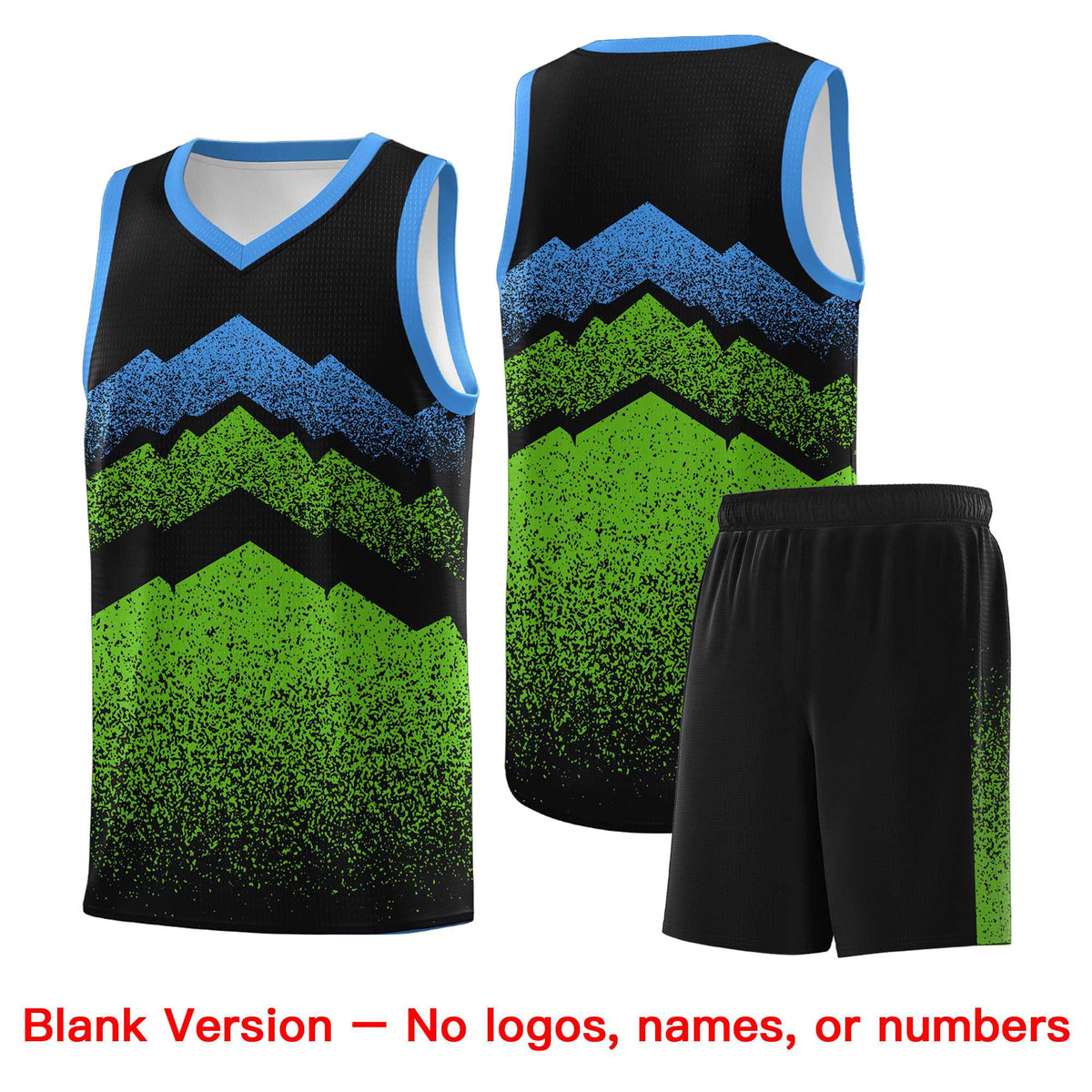 Personalized Youth Basketball Jerseys   Black Green Gradient Mountain Design Uniforms
