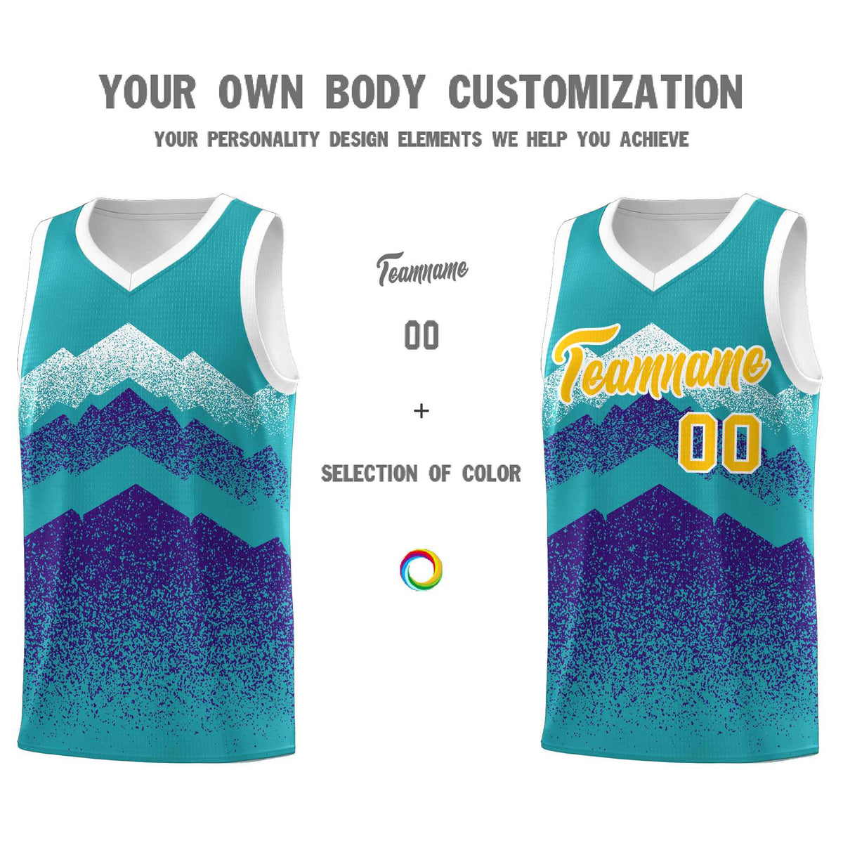 Personalized Youth Basketball Jerseys   Aqua Purple Gradient Mountain Design Uniforms