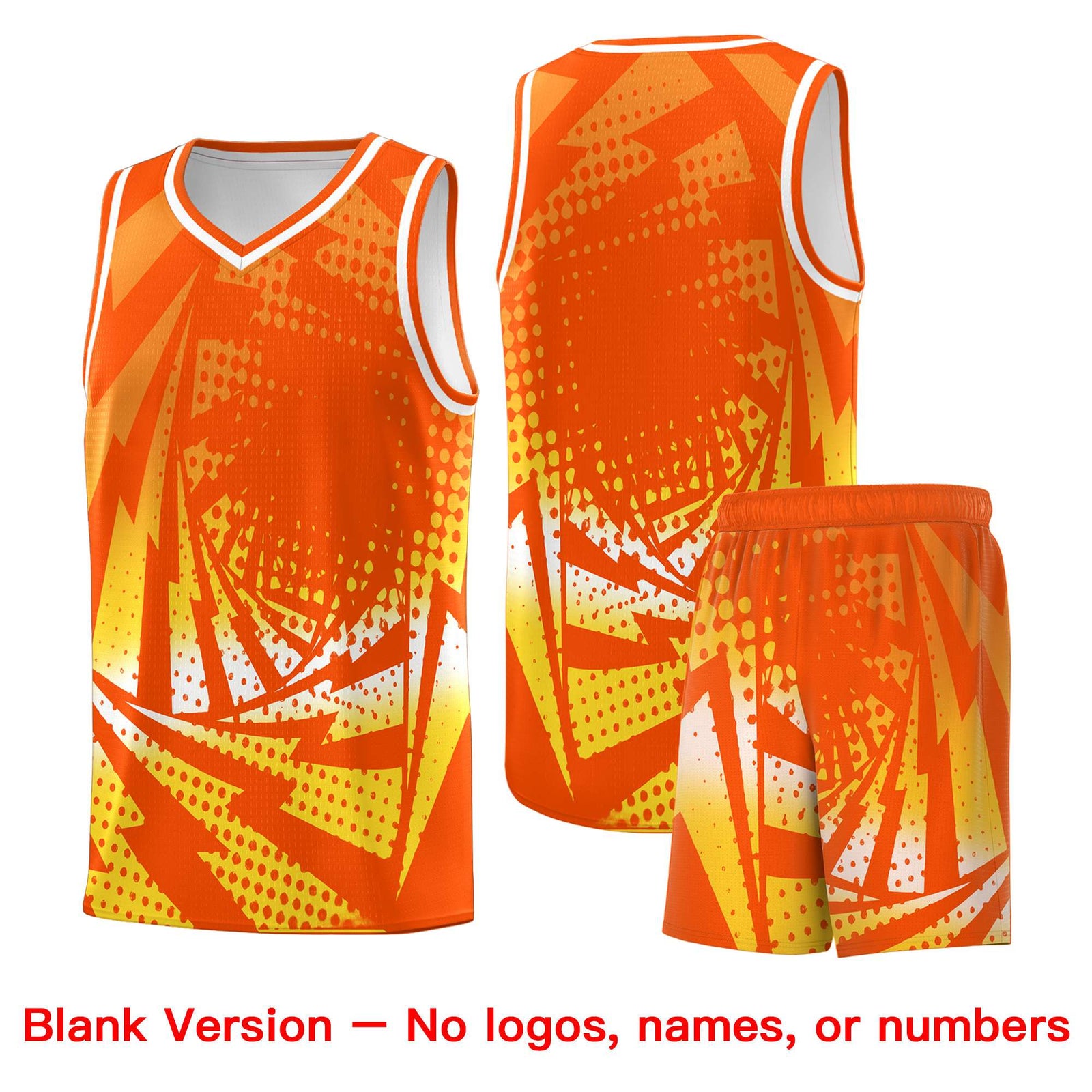 Custom Youth Basketball Jerseys Orange Gold Lightning Halftone Personalized Team Uniforms