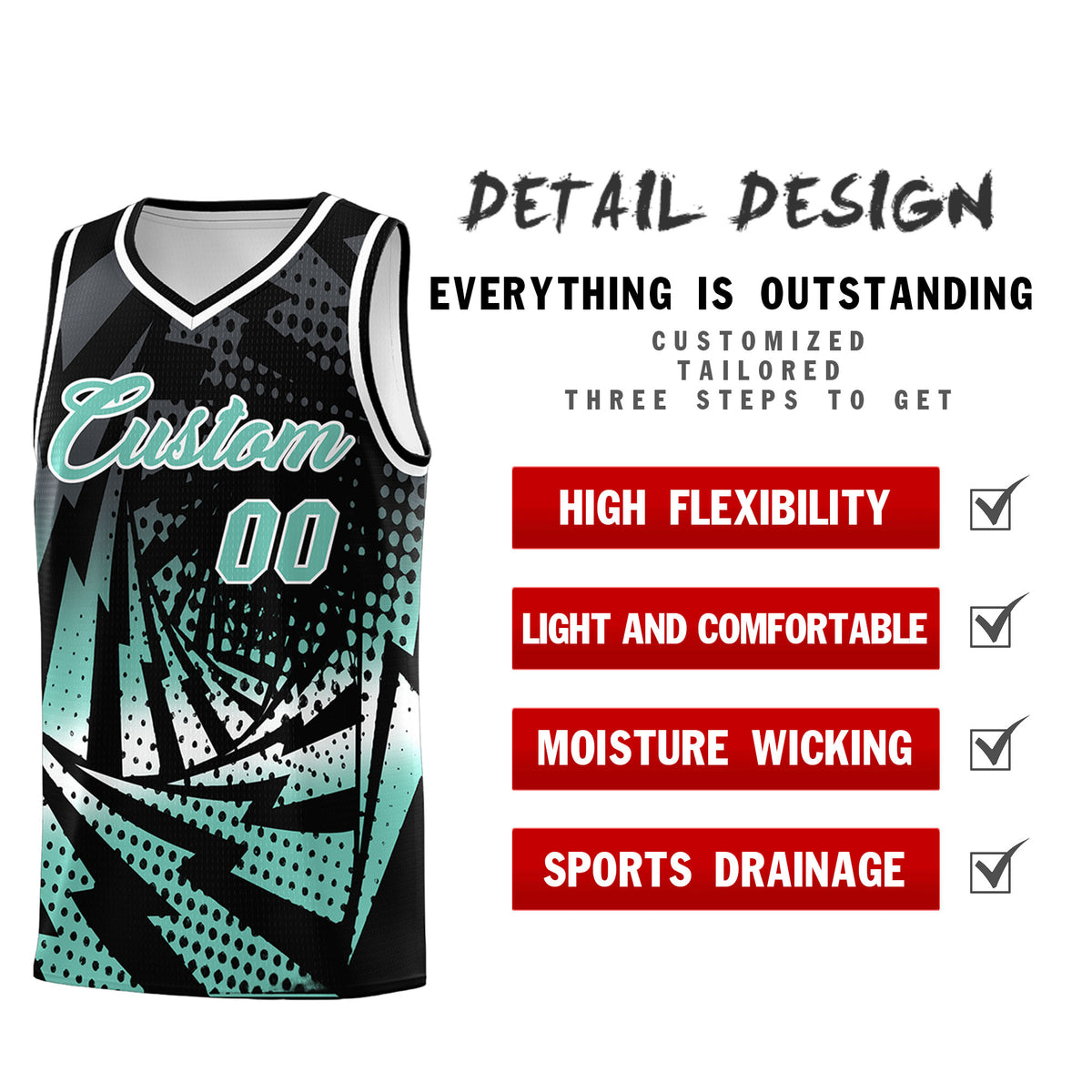 Custom Youth Basketball Jerseys Black Bright Green Lightning Halftone Personalized Team Uniforms