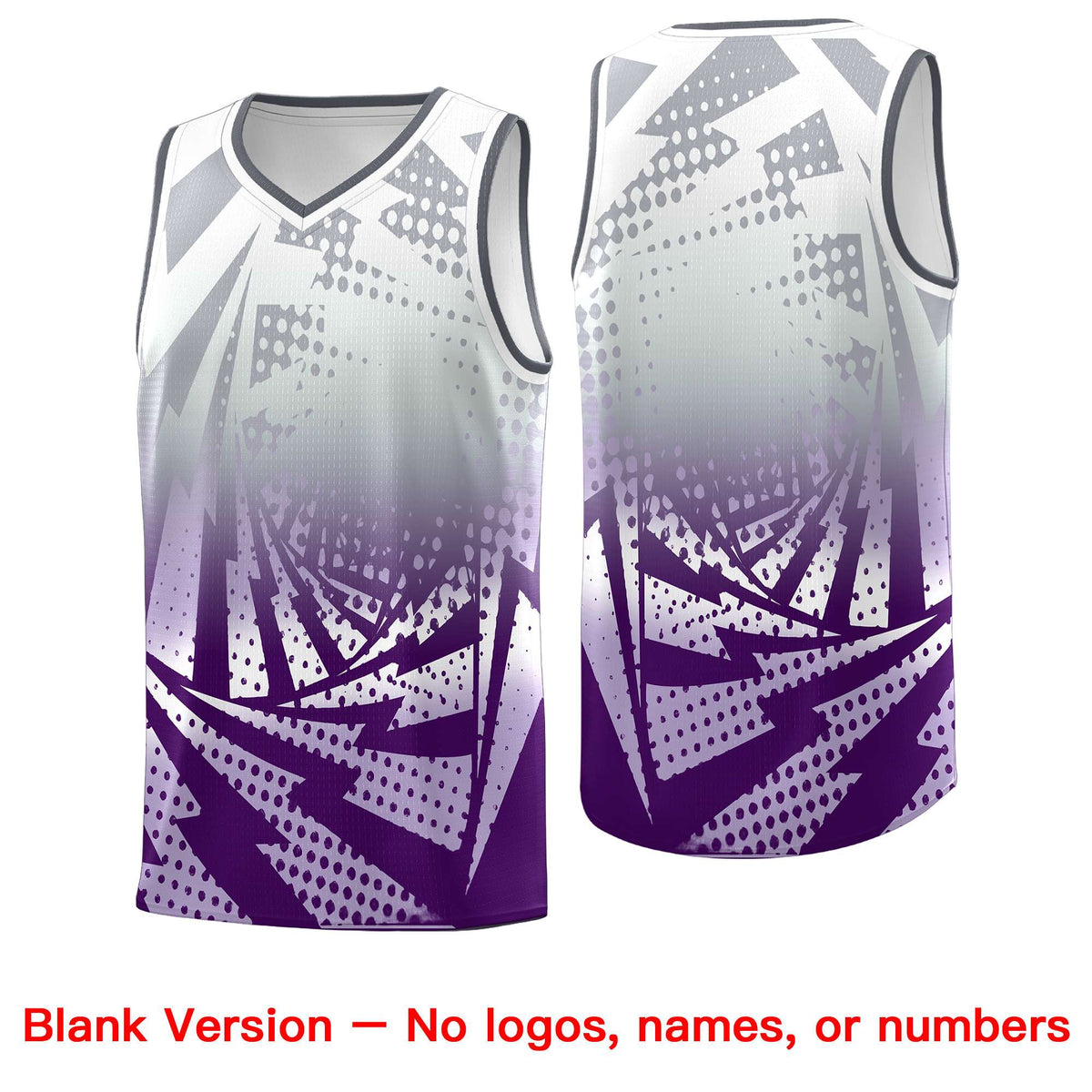 Custom Youth Basketball Jerseys Silver Gray Purple Lightning Design Halftone Personalized Uniforms
