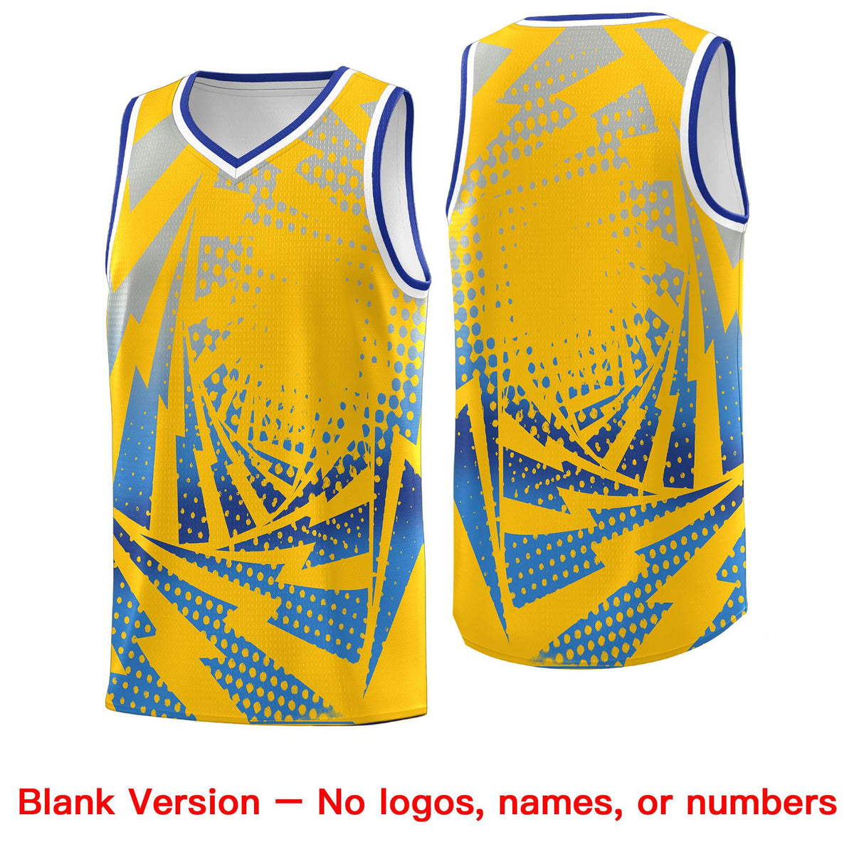Custom Youth Basketball Jerseys Gold Powder Blue Lightning Halftone Personalized Team Uniforms