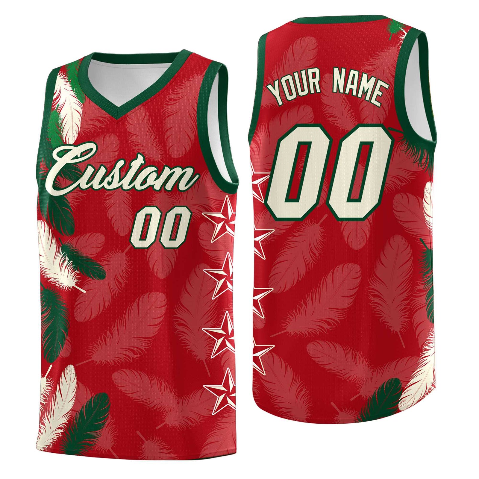 Custom Youth Basketball Jersey Red Cream Feather Series Sports Uniform