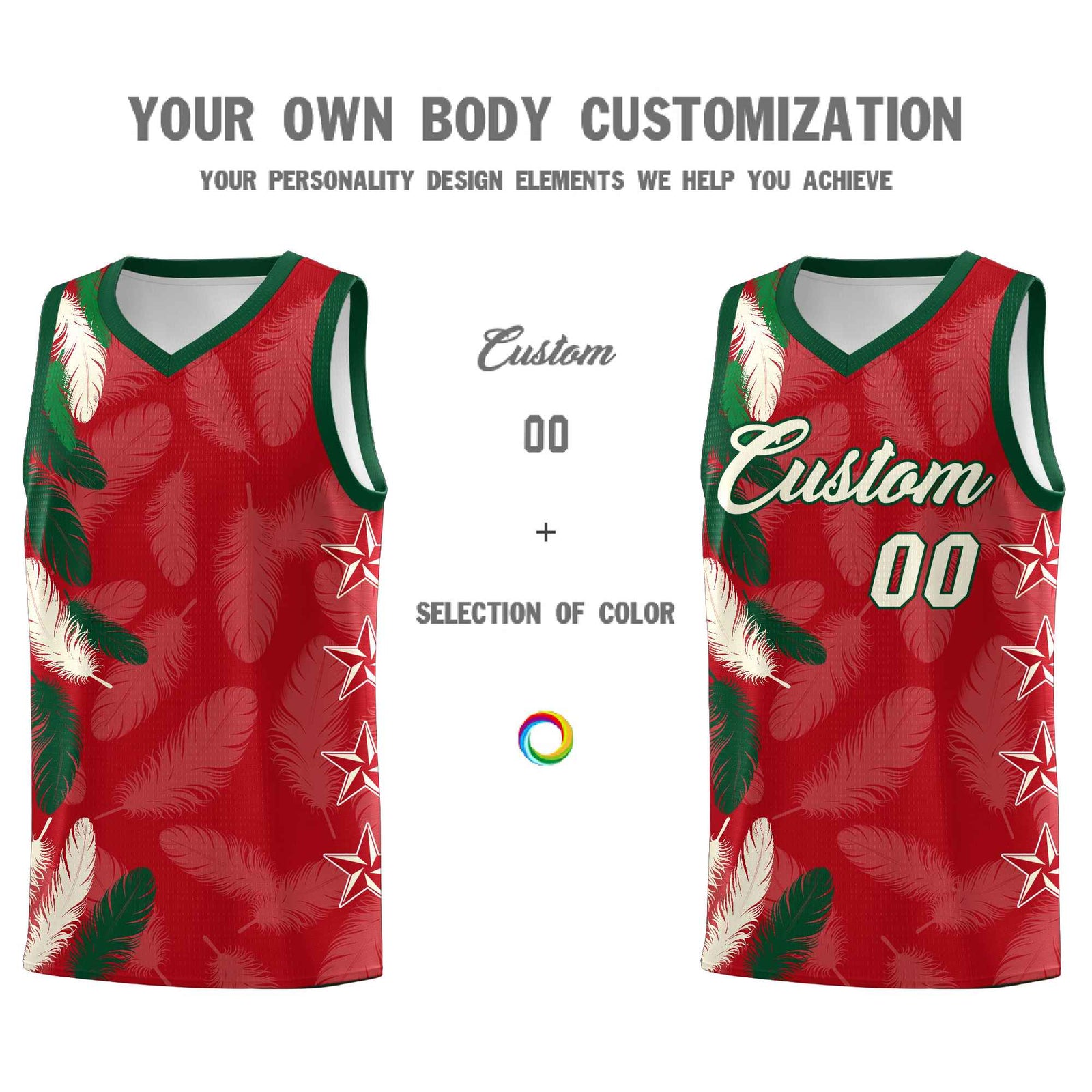 Custom Youth Basketball Jersey Red Cream Feather Series Sports Uniform