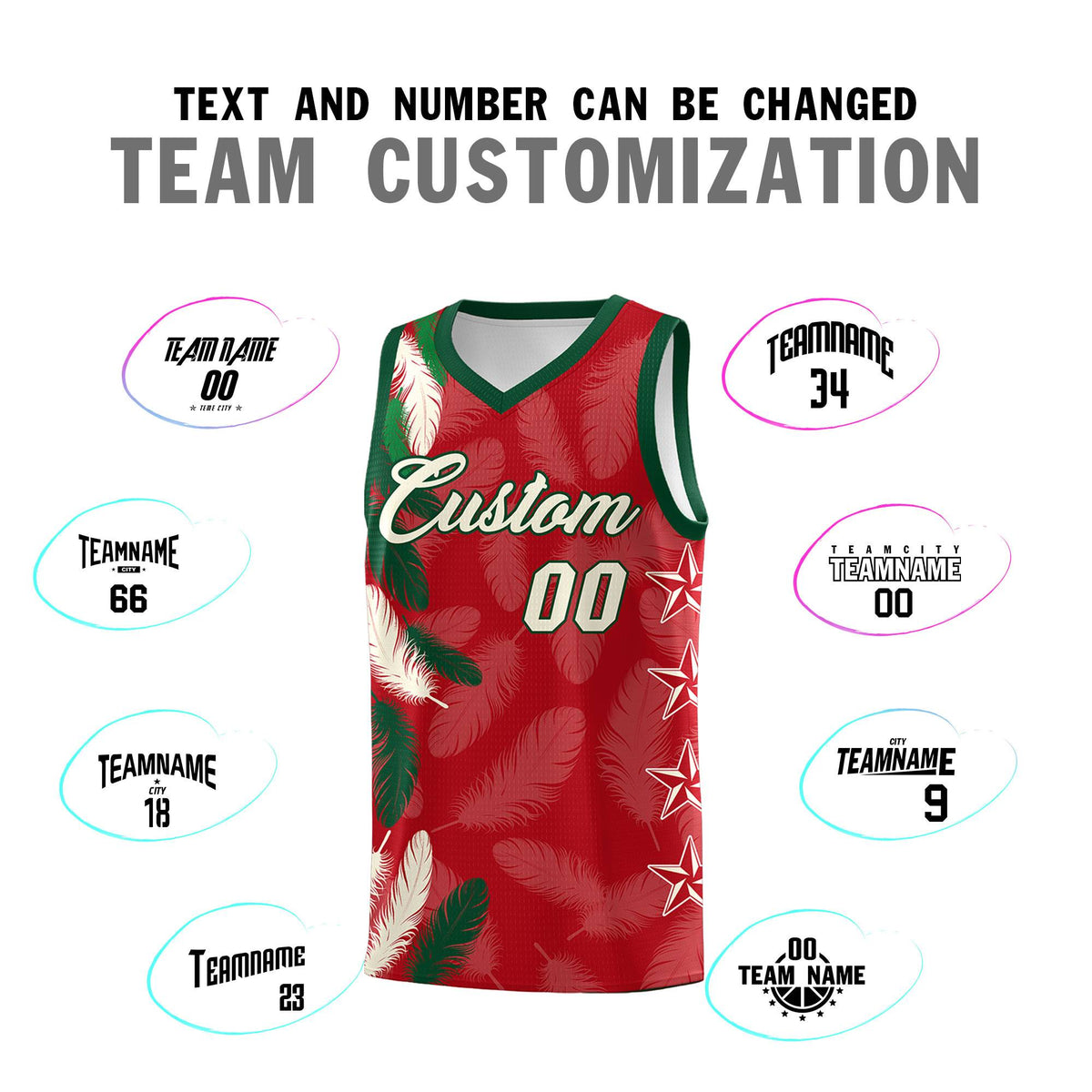 Custom Youth Basketball Jersey Red Cream Feather Series Sports Uniform