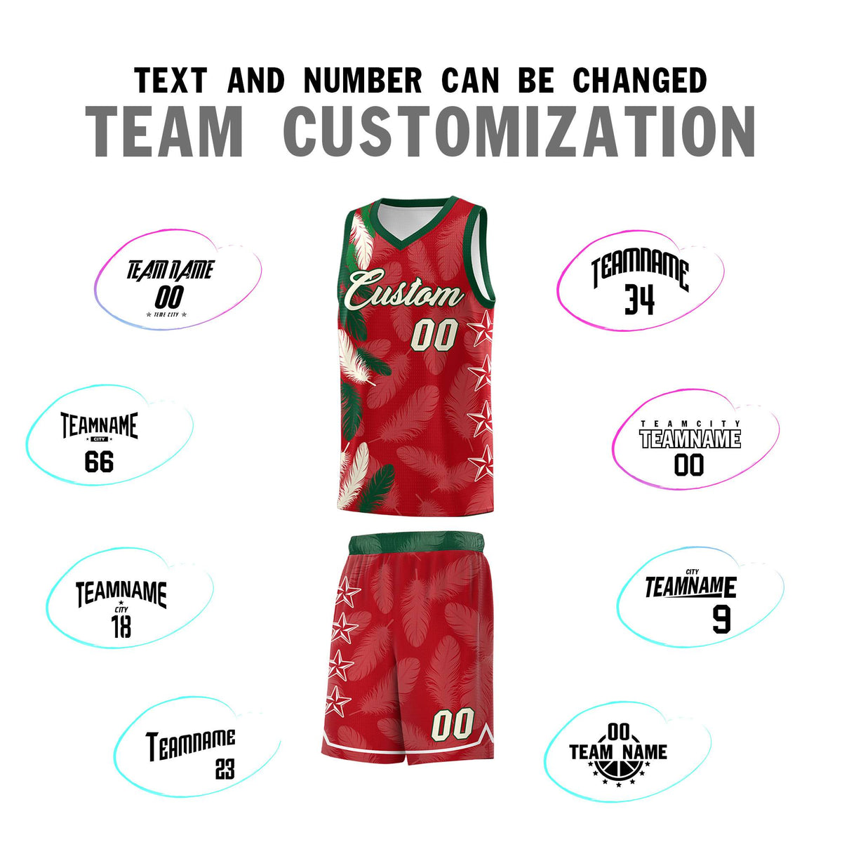 Custom Youth Basketball Jersey Red Cream Feather Series Sports Uniform