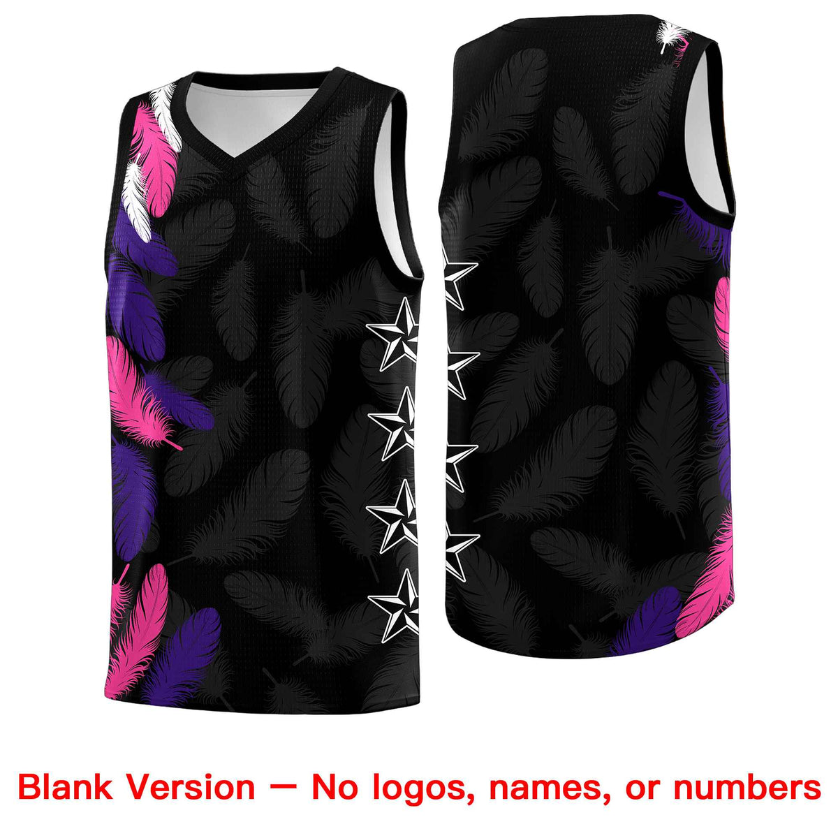Custom Youth Basketball Jersey Black White Feather Series Sports Uniform