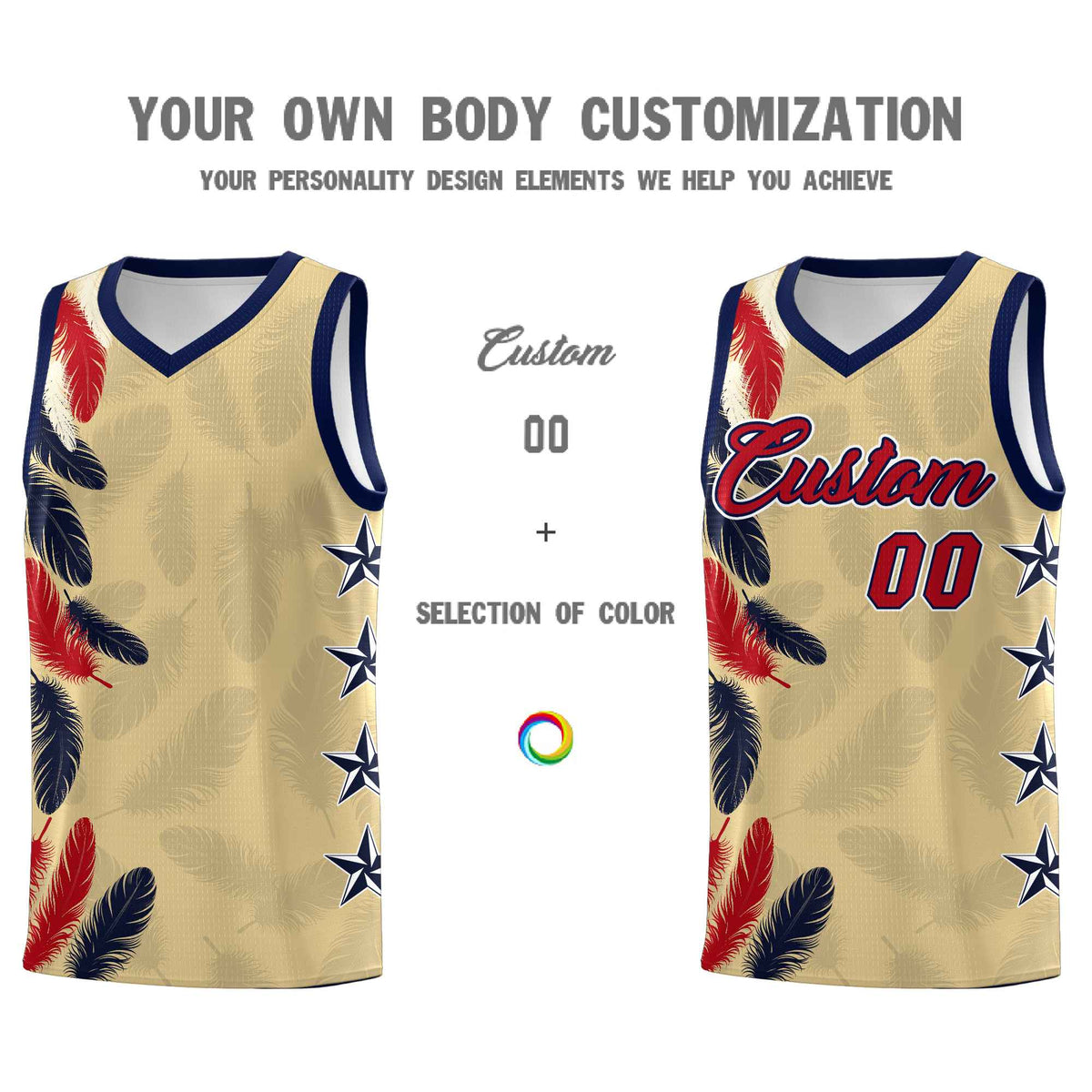 Custom Youth Basketball Jersey Khaki Red Feather Series Sports Uniform