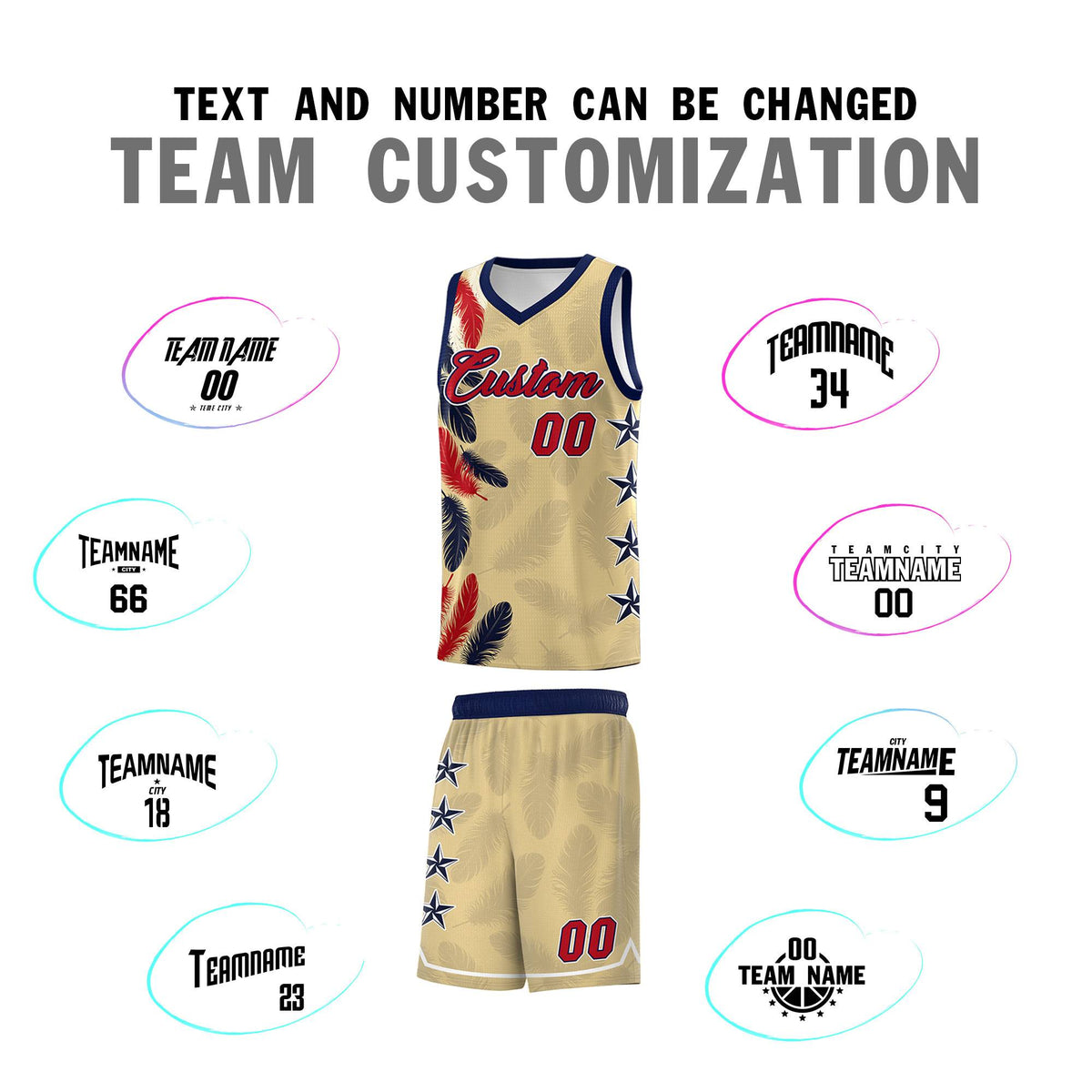Custom Youth Basketball Jersey Khaki Red Feather Series Sports Uniform